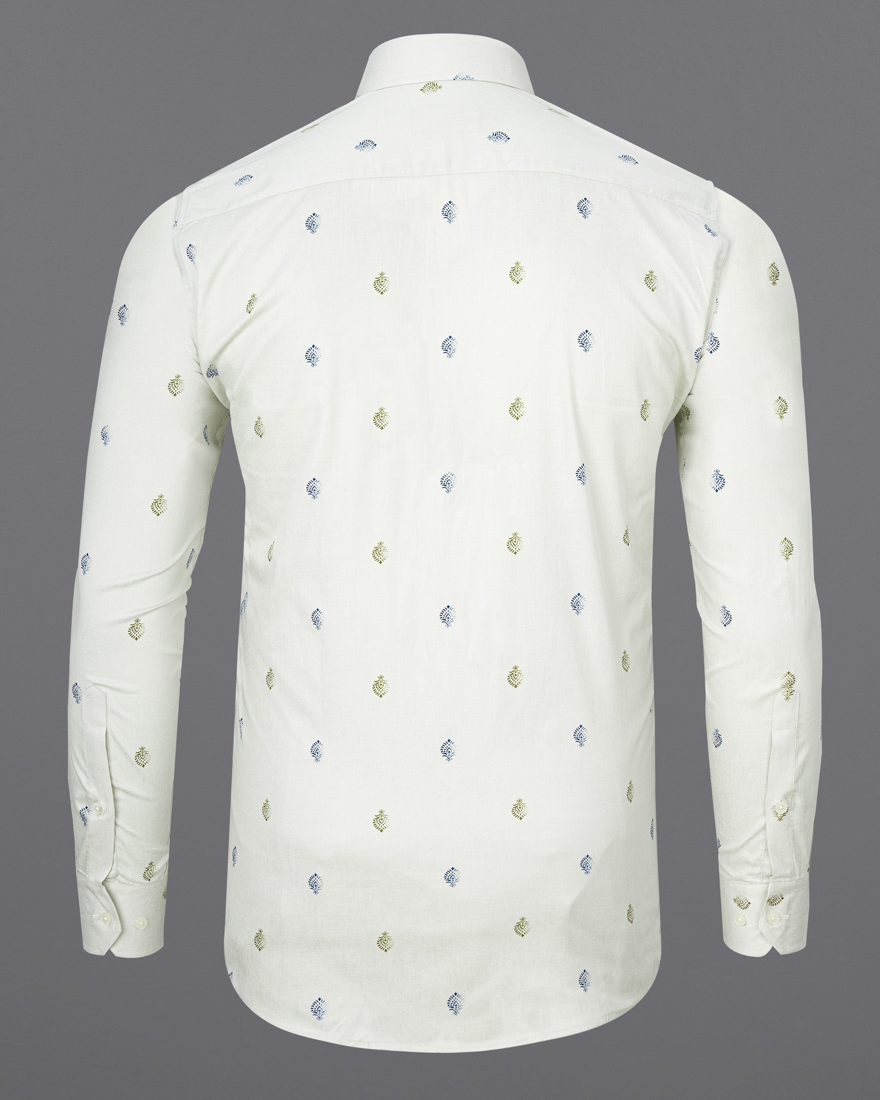 Bright White and Avocado Green Small Motifs Textured Super Soft Premium Cotton Shirt 7142-38,7142-H-38,7142-39,7142-H-39,7142-40,7142-H-40,7142-42,7142-H-42,7142-44,7142-H-44,7142-46,7142-H-46,7142-48,7142-H-48,7142-50,7142-H-50,7142-52,7142-H-52