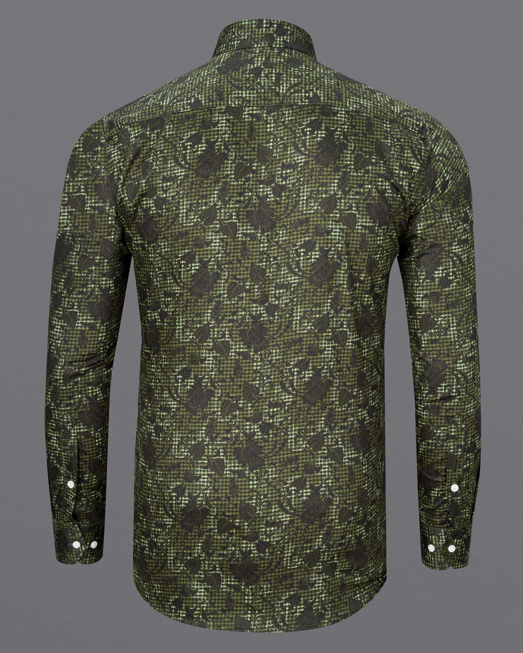 Woodland Green and Cinder Black Damask Textured Super Soft Premium Cotton Shirt 7143-38,7143-H-38,7143-39,7143-H-39,7143-40,7143-H-40,7143-42,7143-H-42,7143-44,7143-H-44,7143-46,7143-H-46,7143-48,7143-H-48,7143-50,7143-H-50,7143-52,7143-H-52