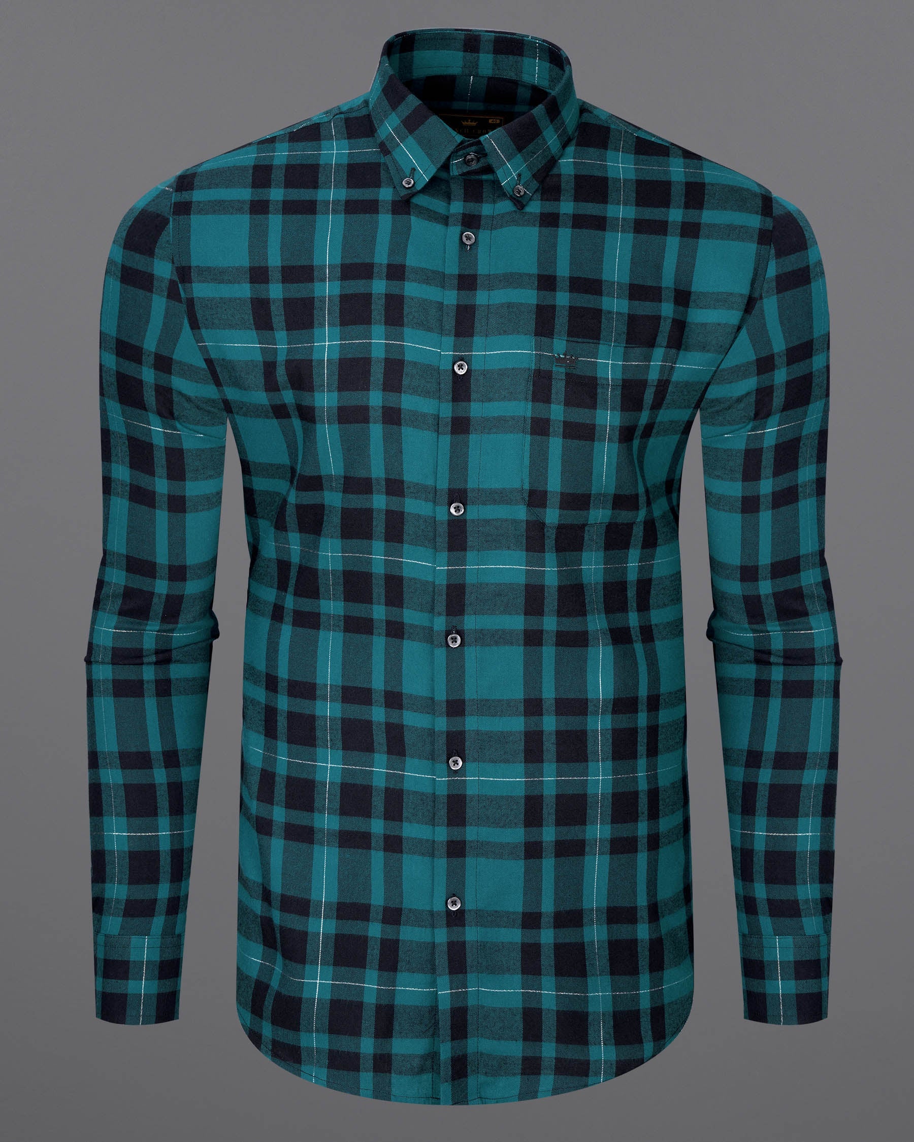 Deep Aqua and Cinder Plaid Flannel Shirt 7150-BD-BLK-38, 7150-BD-BLK-H-38, 7150-BD-BLK-39, 7150-BD-BLK-H-39, 7150-BD-BLK-40, 7150-BD-BLK-H-40, 7150-BD-BLK-42, 7150-BD-BLK-H-42, 7150-BD-BLK-44, 7150-BD-BLK-H-44, 7150-BD-BLK-46, 7150-BD-BLK-H-46, 7150-BD-BLK-48, 7150-BD-BLK-H-48, 7150-BD-BLK-50, 7150-BD-BLK-H-50, 7150-BD-BLK-52, 7150-BD-BLK-H-52