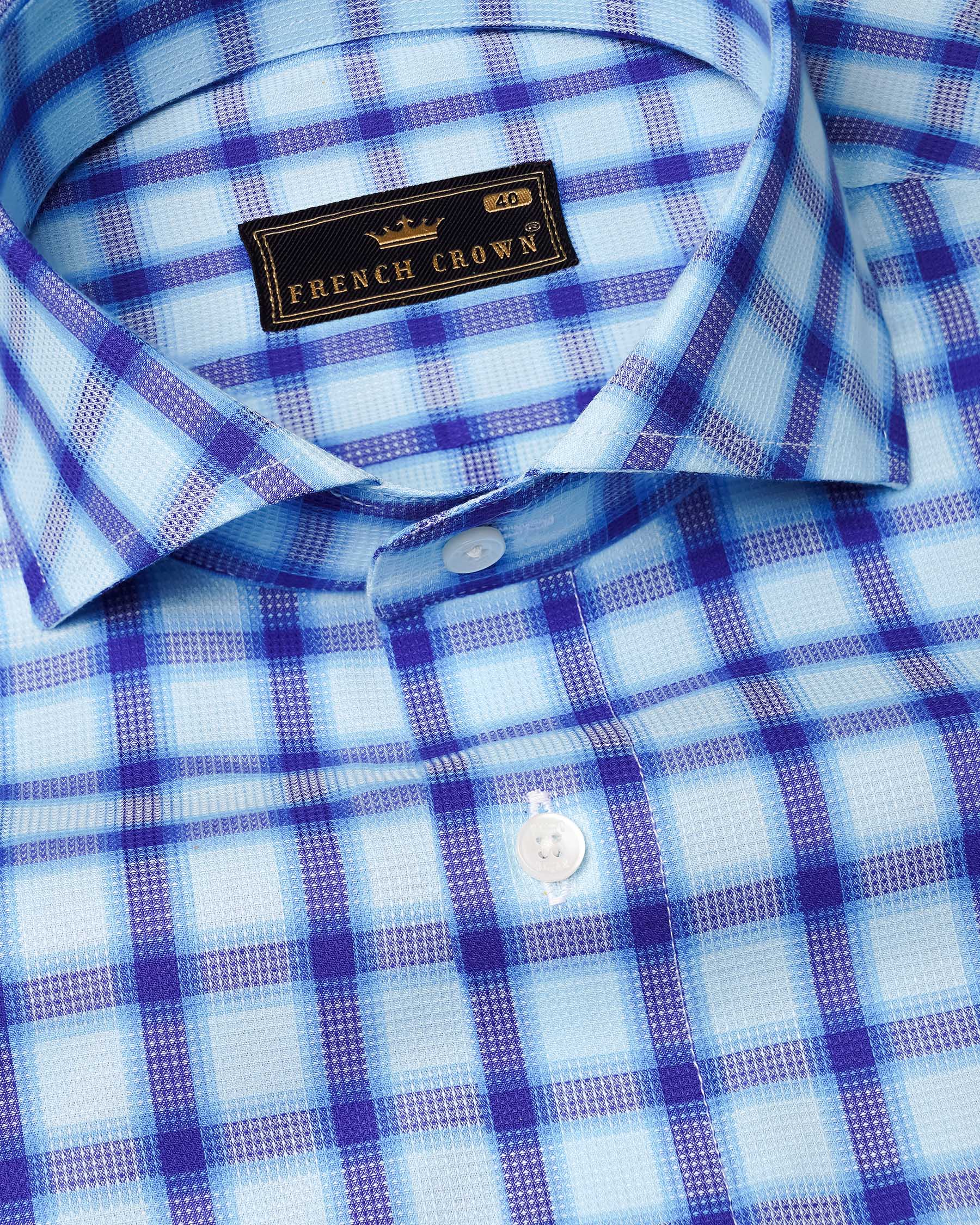 Jagged Ice and Cerulean Blue Checkered Dobby Textured Premium Giza Cotton Shirt 7151-CA-38,7151-CA-H-38,7151-CA-39,7151-CA-H-39,7151-CA-40,7151-CA-H-40,7151-CA-42,7151-CA-H-42,7151-CA-44,7151-CA-H-44,7151-CA-46,7151-CA-H-46,7151-CA-48,7151-CA-H-48,7151-CA-50,7151-CA-H-50,7151-CA-52,7151-CA-H-52