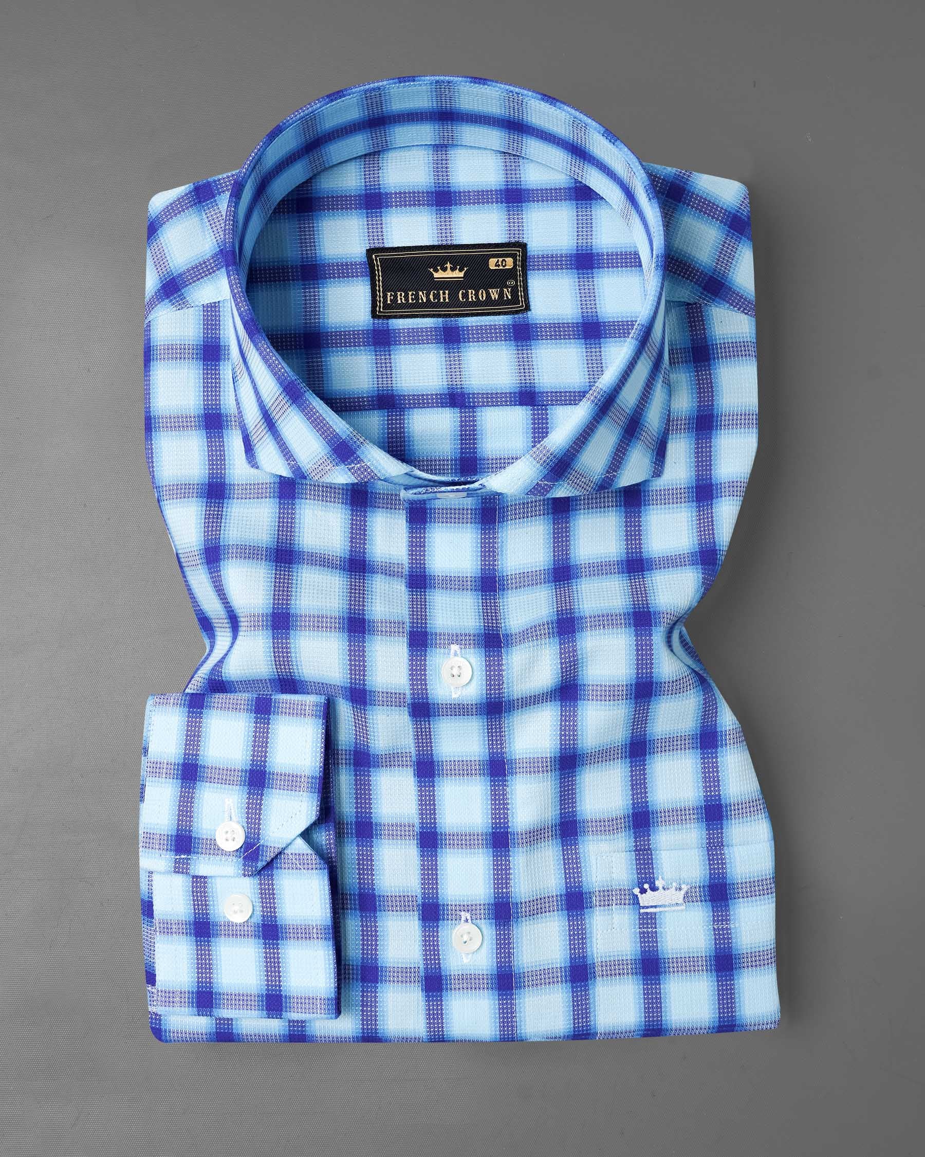 Jagged Ice and Cerulean Blue Checkered Dobby Textured Premium Giza Cotton Shirt 7151-CA-38,7151-CA-H-38,7151-CA-39,7151-CA-H-39,7151-CA-40,7151-CA-H-40,7151-CA-42,7151-CA-H-42,7151-CA-44,7151-CA-H-44,7151-CA-46,7151-CA-H-46,7151-CA-48,7151-CA-H-48,7151-CA-50,7151-CA-H-50,7151-CA-52,7151-CA-H-52