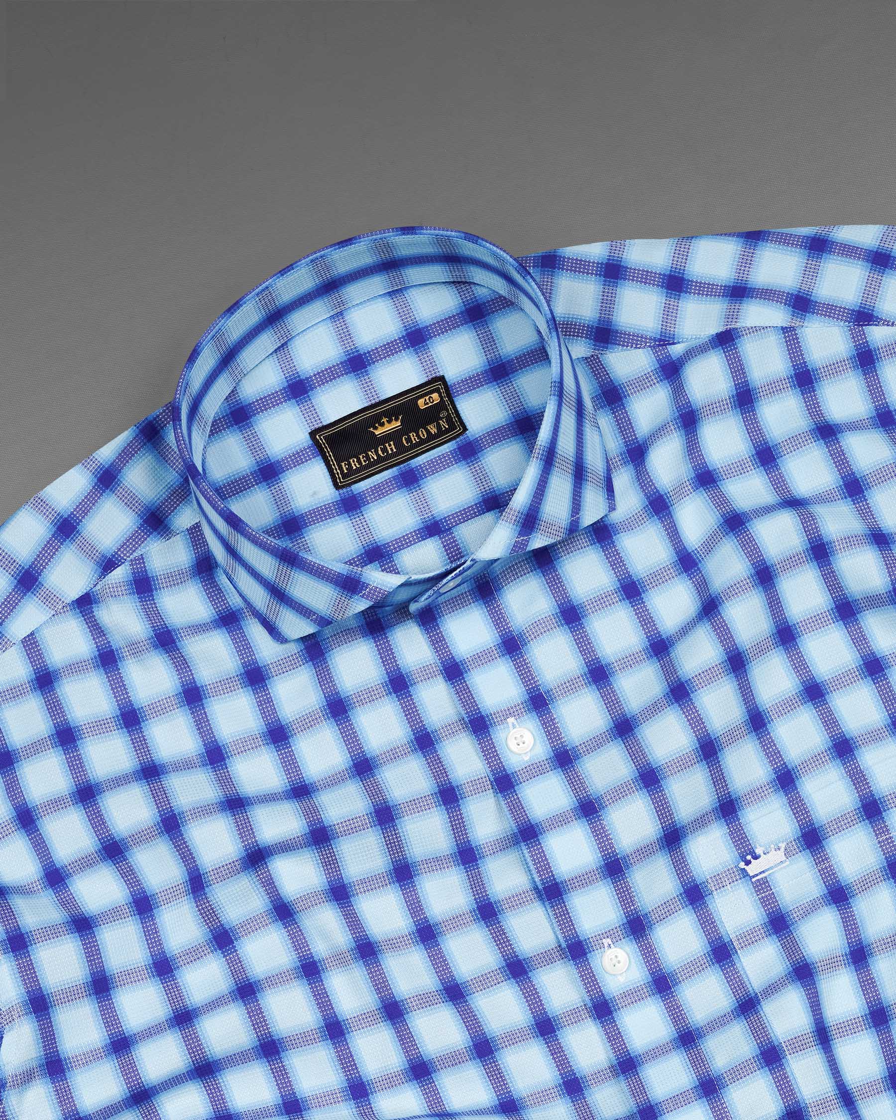 Jagged Ice and Cerulean Blue Checkered Dobby Textured Premium Giza Cotton Shirt 7151-CA-38,7151-CA-H-38,7151-CA-39,7151-CA-H-39,7151-CA-40,7151-CA-H-40,7151-CA-42,7151-CA-H-42,7151-CA-44,7151-CA-H-44,7151-CA-46,7151-CA-H-46,7151-CA-48,7151-CA-H-48,7151-CA-50,7151-CA-H-50,7151-CA-52,7151-CA-H-52