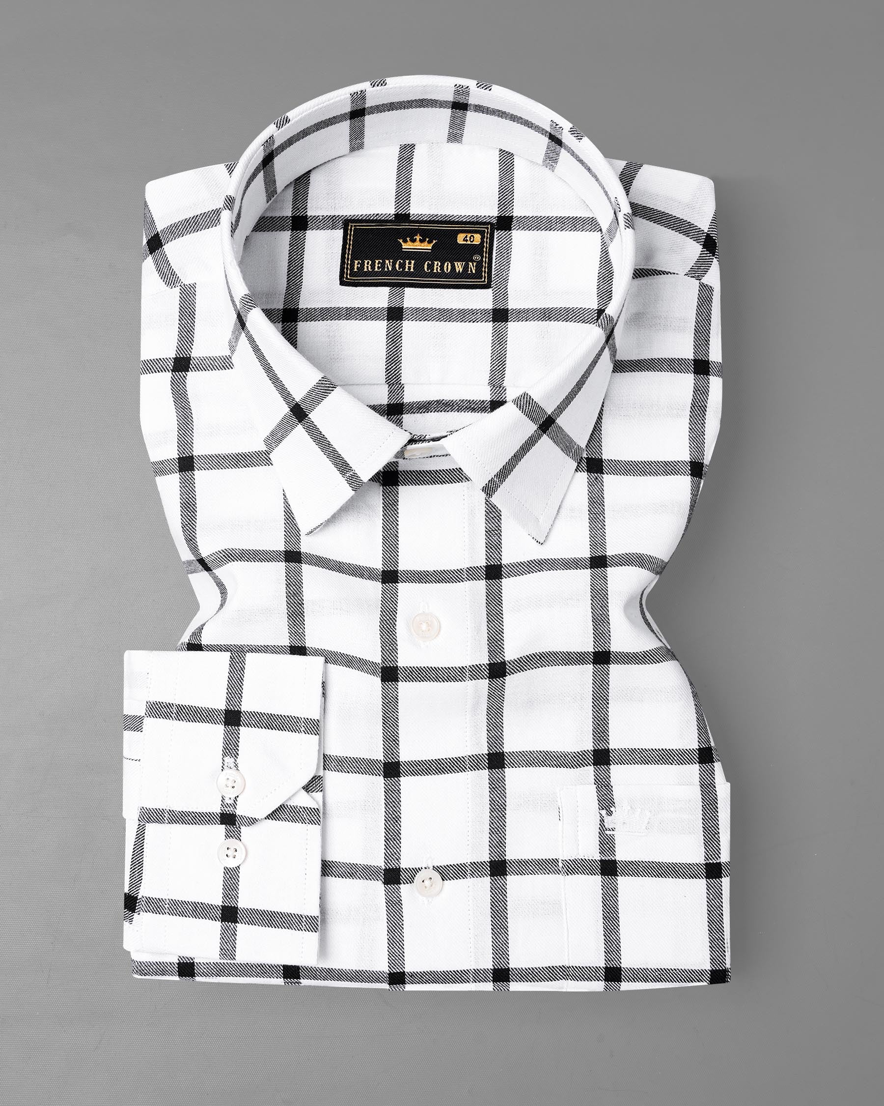 White and Black Windowpane Twill Premium Cotton Shirt 7154-CA-38,7154-CA-H-38,7154-CA-39,7154-CA-H-39,7154-CA-40,7154-CA-H-40,7154-CA-42,7154-CA-H-42,7154-CA-44,7154-CA-H-44,7154-CA-46,7154-CA-H-46,7154-CA-48,7154-CA-H-48,7154-CA-50,7154-CA-H-50,7154-CA-52,7154-CA-H-52