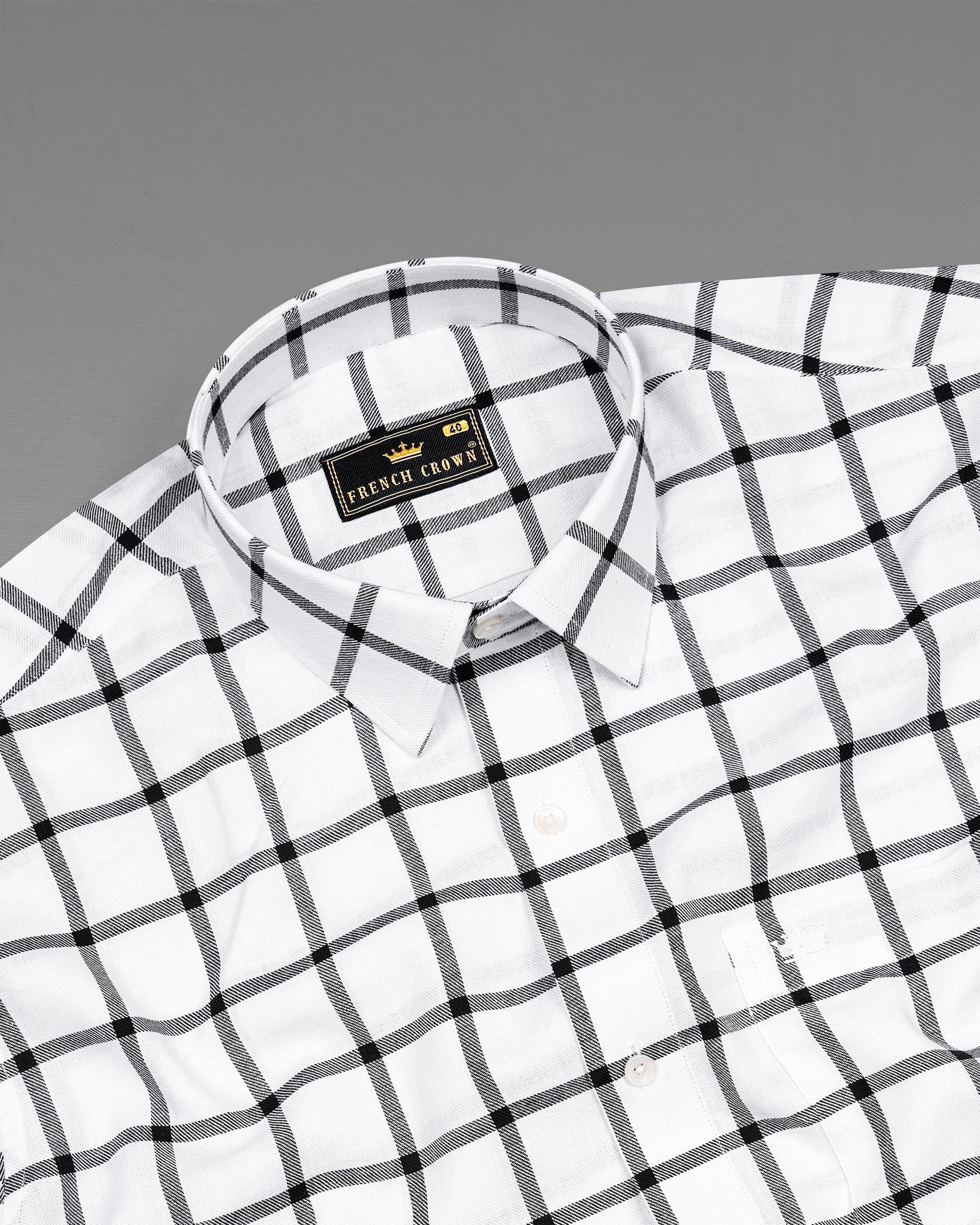 White and Black Windowpane Twill Premium Cotton Shirt 7154-CA-38,7154-CA-H-38,7154-CA-39,7154-CA-H-39,7154-CA-40,7154-CA-H-40,7154-CA-42,7154-CA-H-42,7154-CA-44,7154-CA-H-44,7154-CA-46,7154-CA-H-46,7154-CA-48,7154-CA-H-48,7154-CA-50,7154-CA-H-50,7154-CA-52,7154-CA-H-52