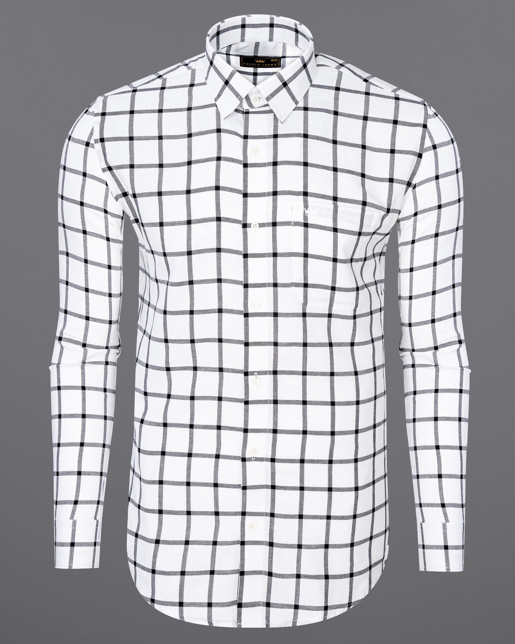 White and Black Windowpane Twill Premium Cotton Shirt 7154-CA-38,7154-CA-H-38,7154-CA-39,7154-CA-H-39,7154-CA-40,7154-CA-H-40,7154-CA-42,7154-CA-H-42,7154-CA-44,7154-CA-H-44,7154-CA-46,7154-CA-H-46,7154-CA-48,7154-CA-H-48,7154-CA-50,7154-CA-H-50,7154-CA-52,7154-CA-H-52