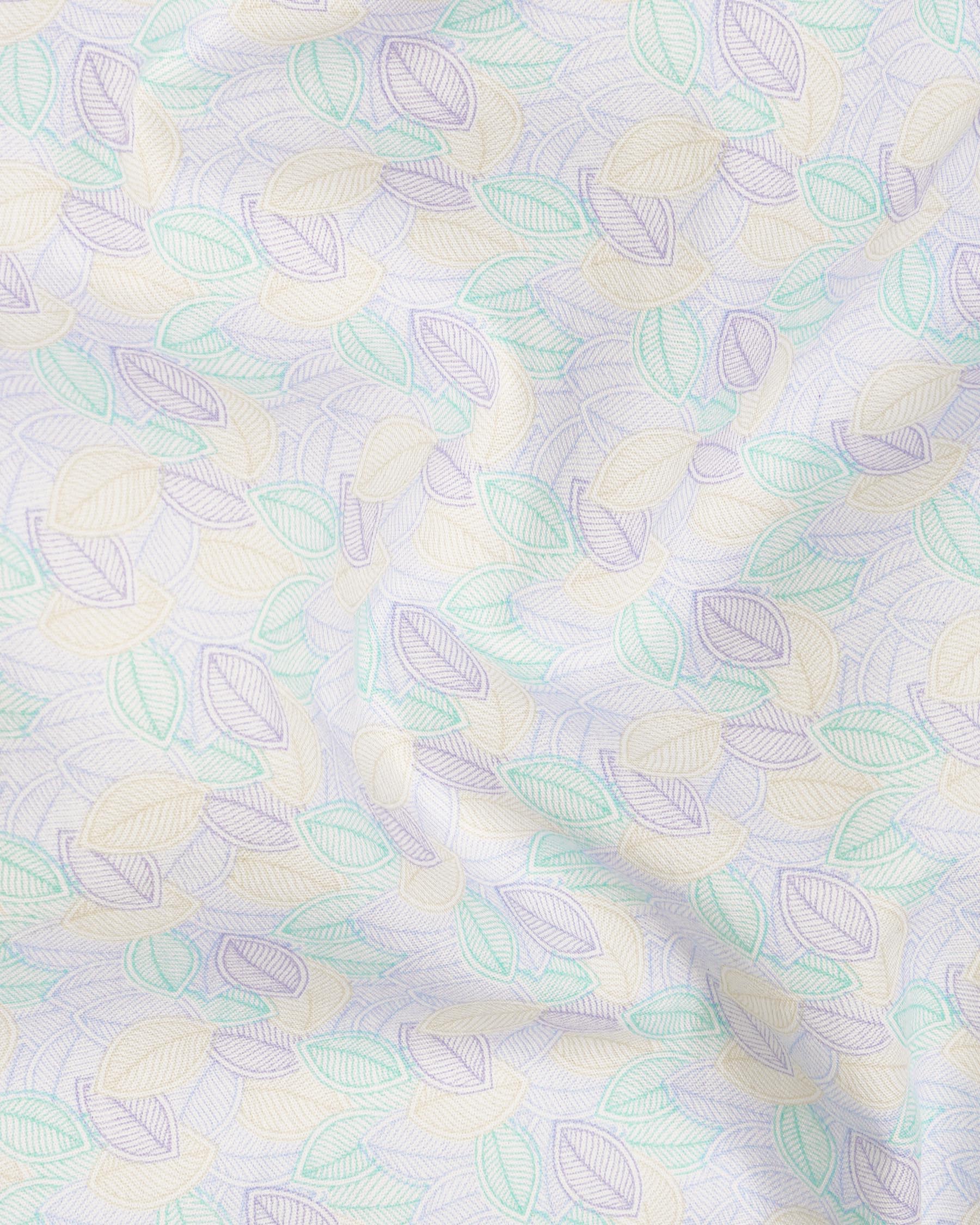 Moon Mist Beige and Opal Green Leaves Printed Premium Cotton Shirt 7156-38,7156-H-38,7156-39,7156-H-39,7156-40,7156-H-40,7156-42,7156-H-42,7156-44,7156-H-44,7156-46,7156-H-46,7156-48,7156-H-48,7156-50,7156-H-50,7156-52,7156-H-52