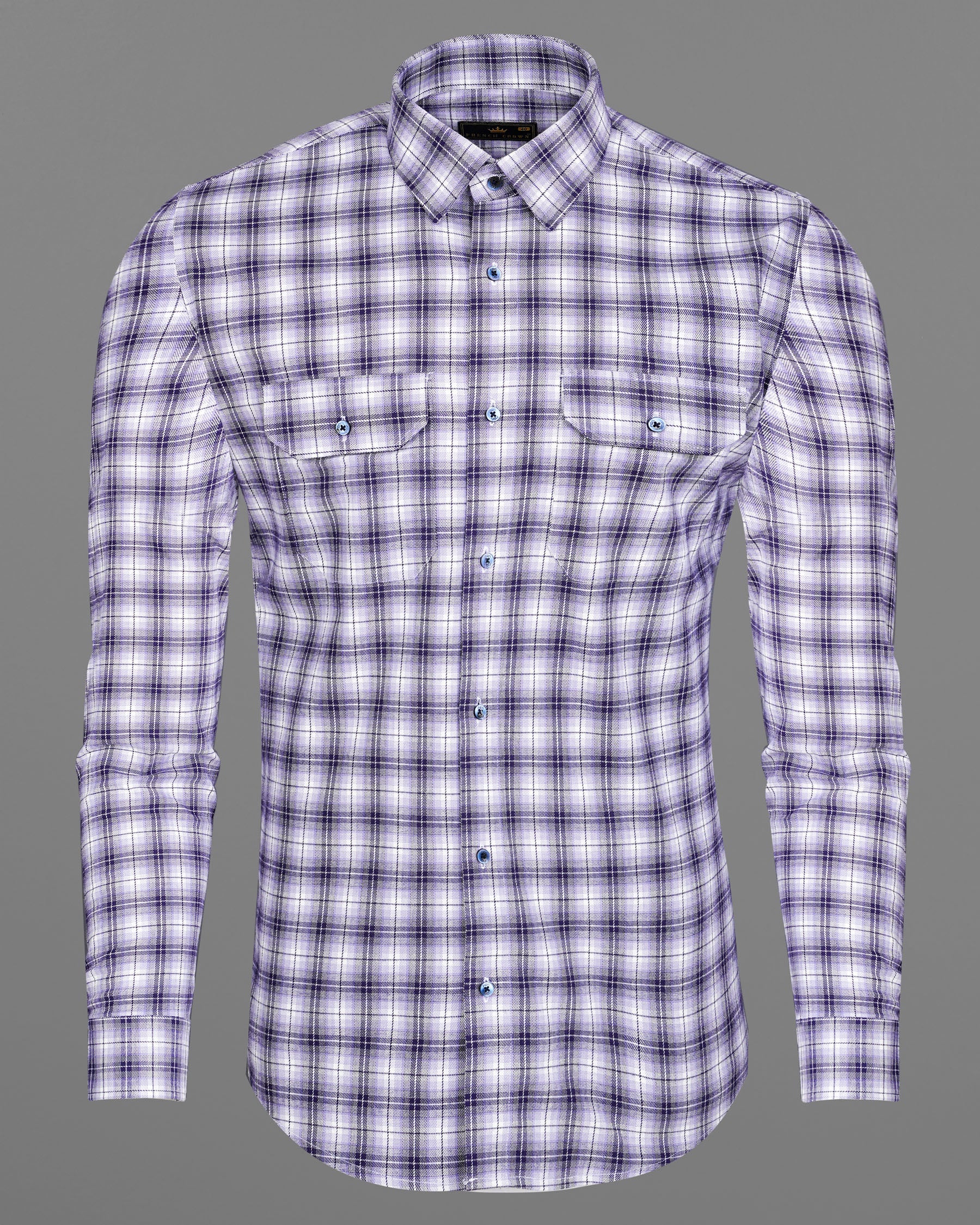 Manatee and white Plaid Oxford Royal Overshirt/Shacket