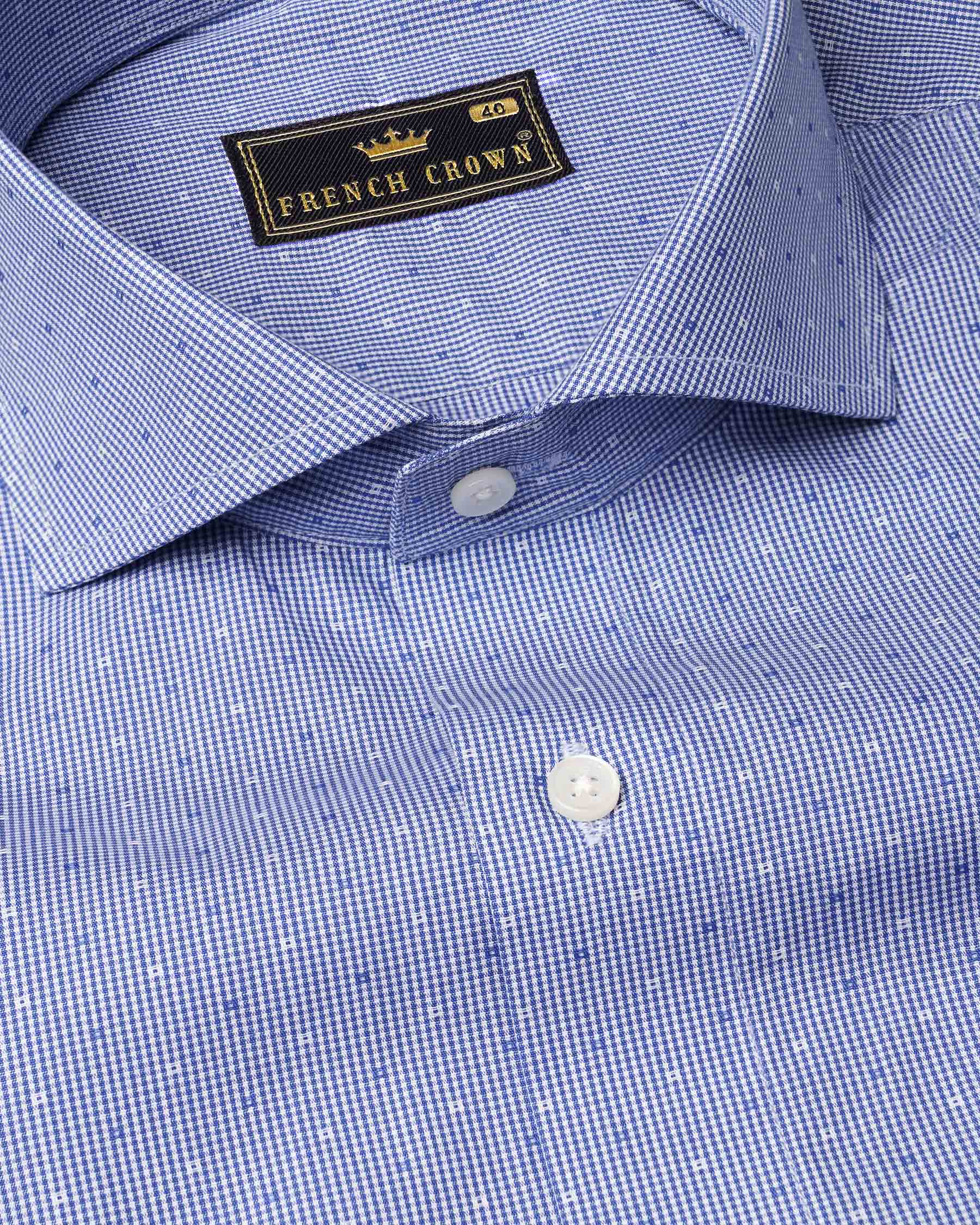 White and Ship Cove Blue Gingham Dobby Textured Premium Cotton Shirt 7176-CA-38,7176-CA-H-38,7176-CA-39,7176-CA-H-39,7176-CA-40,7176-CA-H-40,7176-CA-42,7176-CA-H-42,7176-CA-44,7176-CA-H-44,7176-CA-46,7176-CA-H-46,7176-CA-48,7176-CA-H-48,7176-CA-50,7176-CA-H-50,7176-CA-52,7176-CA-H-52