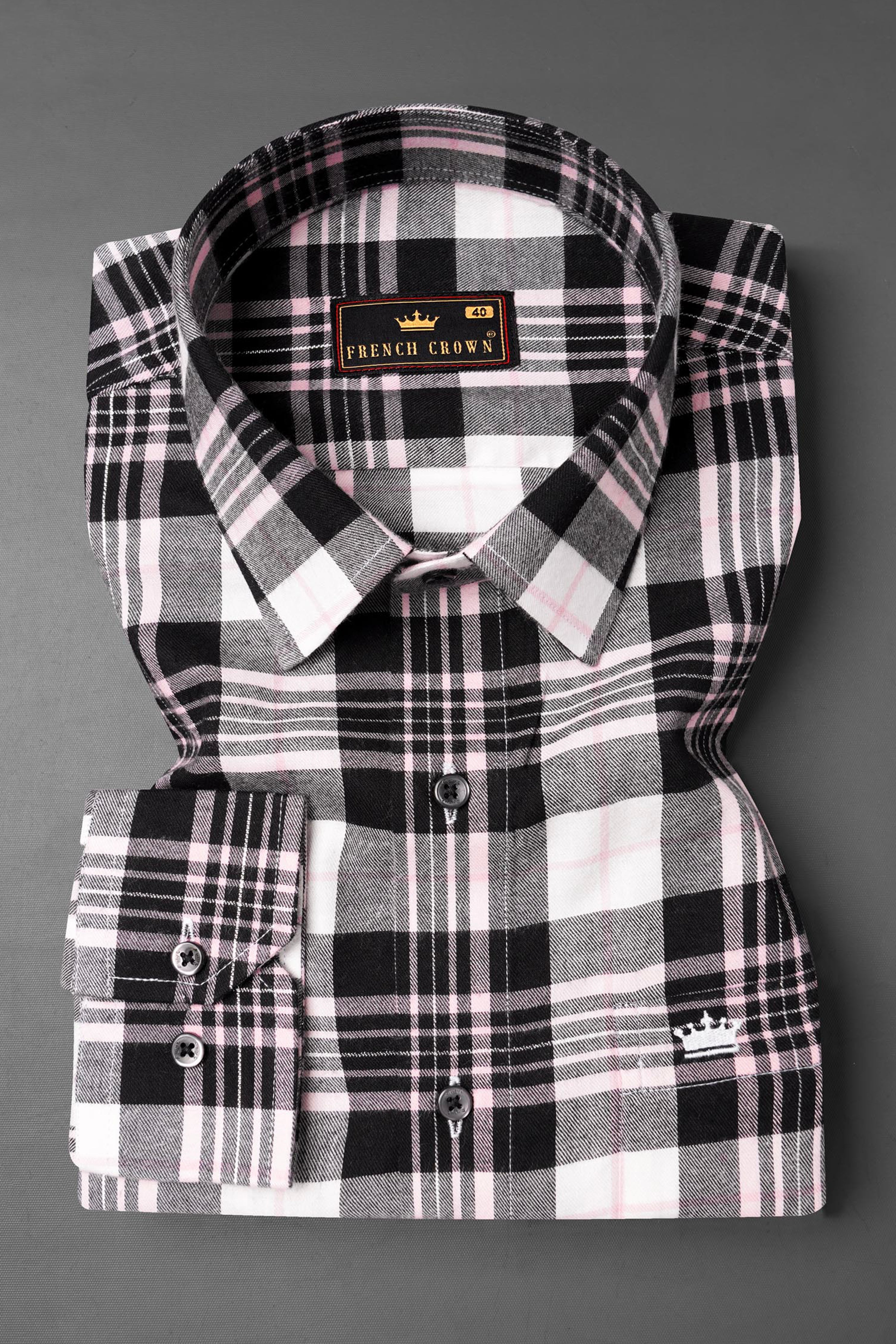 Jade Black and White Plaid Twill Premium Cotton Shirt