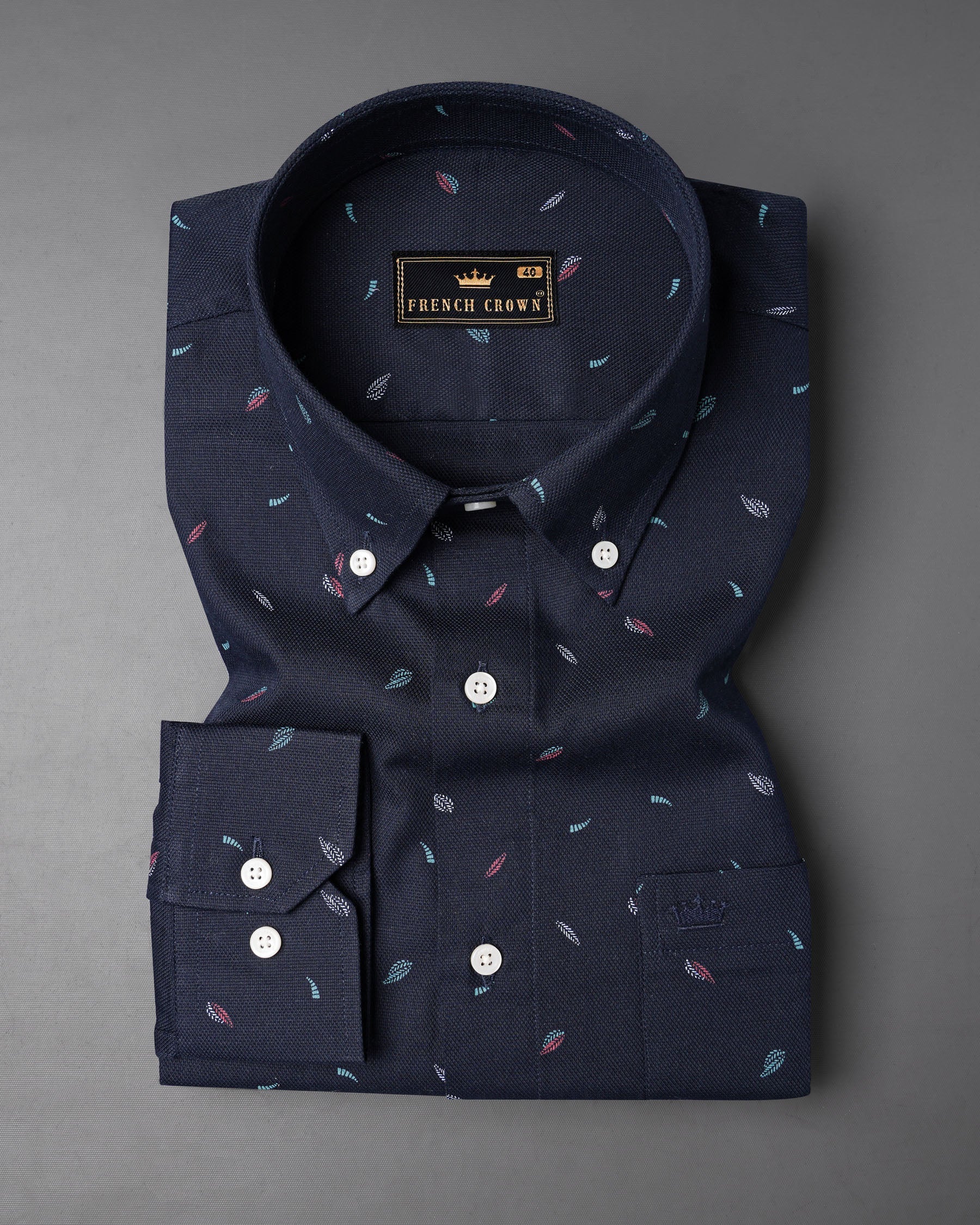 Ebony Blue Leaves Dobby Textured Premium Giza Cotton Shirt 7190-BD-38,7190-BD-H-38,7190-BD-39,7190-BD-H-39,7190-BD-40,7190-BD-H-40,7190-BD-42,7190-BD-H-42,7190-BD-44,7190-BD-H-44,7190-BD-46,7190-BD-H-46,7190-BD-48,7190-BD-H-48,7190-BD-50,7190-BD-H-50,7190-BD-52,7190-BD-H-52