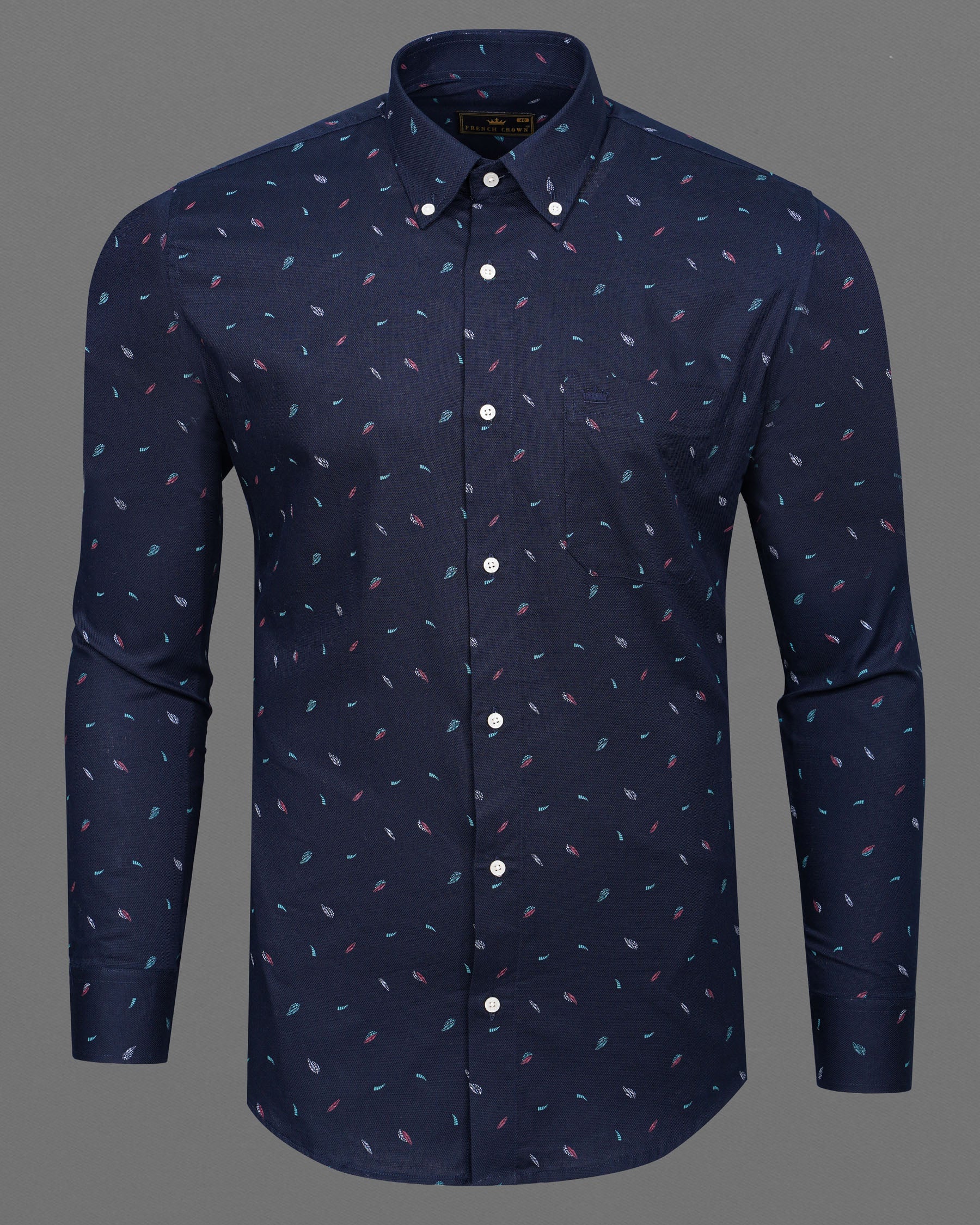 Ebony Blue Leaves Dobby Textured Premium Giza Cotton Shirt 7190-BD-38,7190-BD-H-38,7190-BD-39,7190-BD-H-39,7190-BD-40,7190-BD-H-40,7190-BD-42,7190-BD-H-42,7190-BD-44,7190-BD-H-44,7190-BD-46,7190-BD-H-46,7190-BD-48,7190-BD-H-48,7190-BD-50,7190-BD-H-50,7190-BD-52,7190-BD-H-52