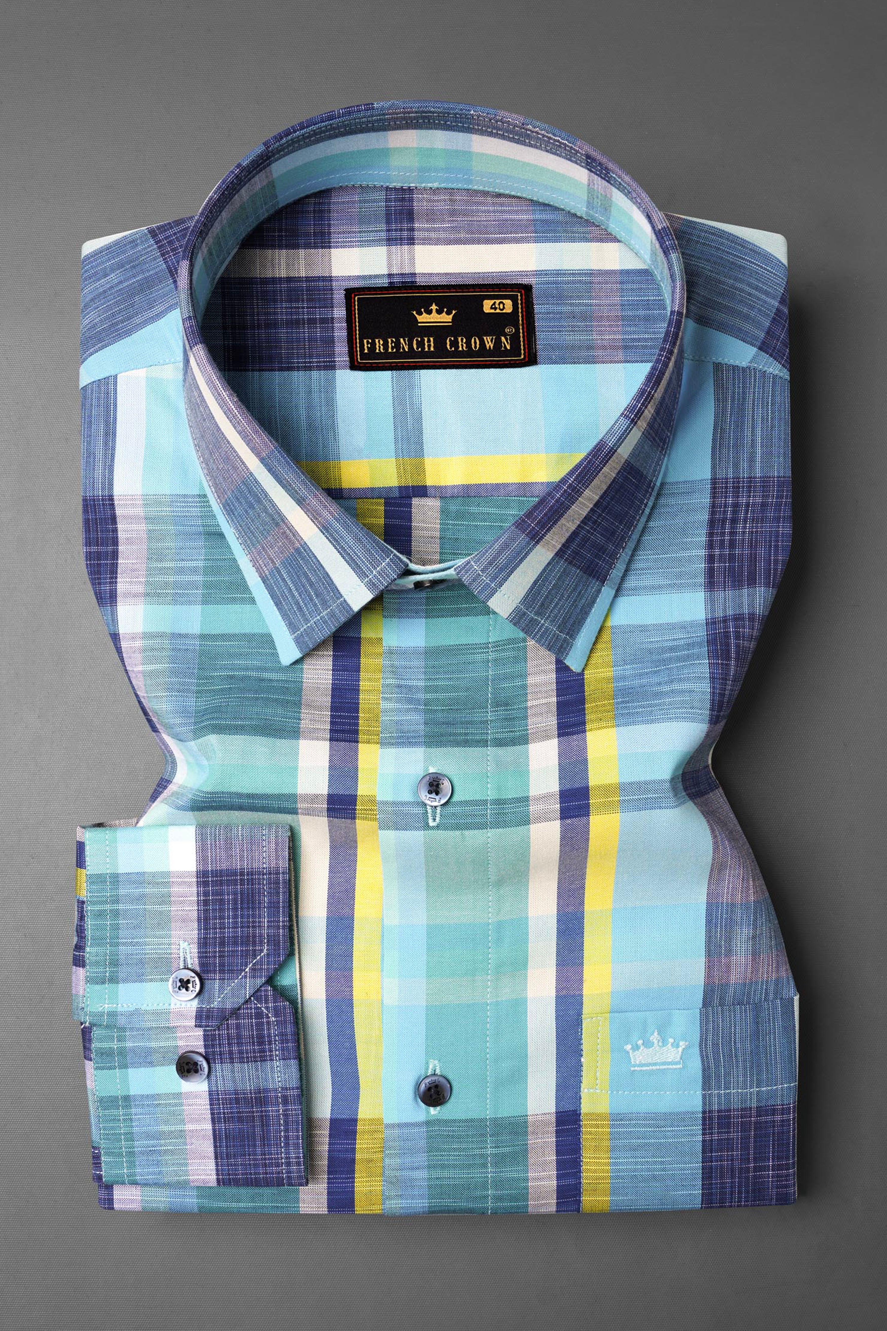 Charlotte and East Bay Blue Plaid Royal Oxford Shirt