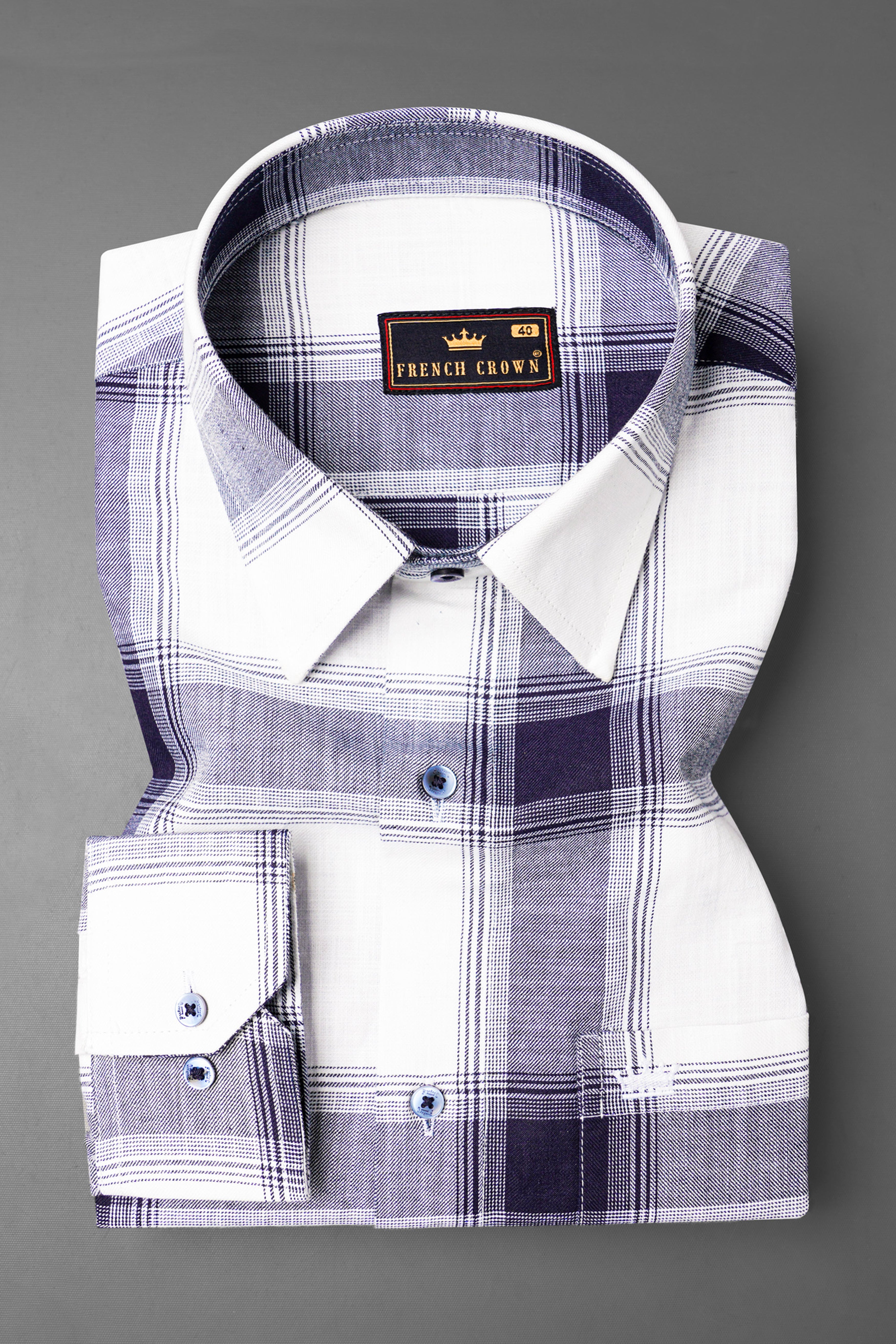 Bright White Plaid Royal Oxford Shirt