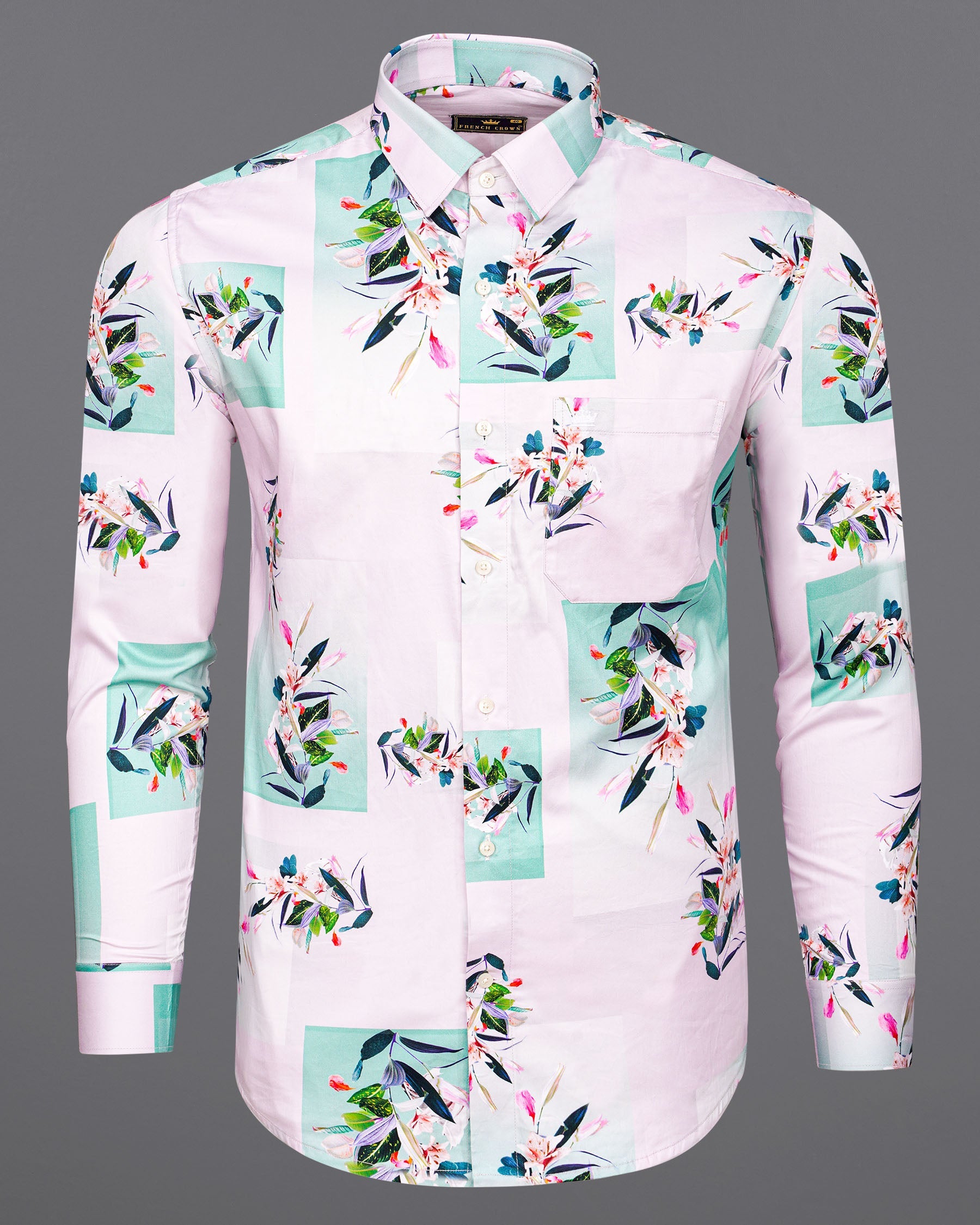 Pear Bush Pink Tropical Printed Super Soft Premium Cotton Designer Shirt