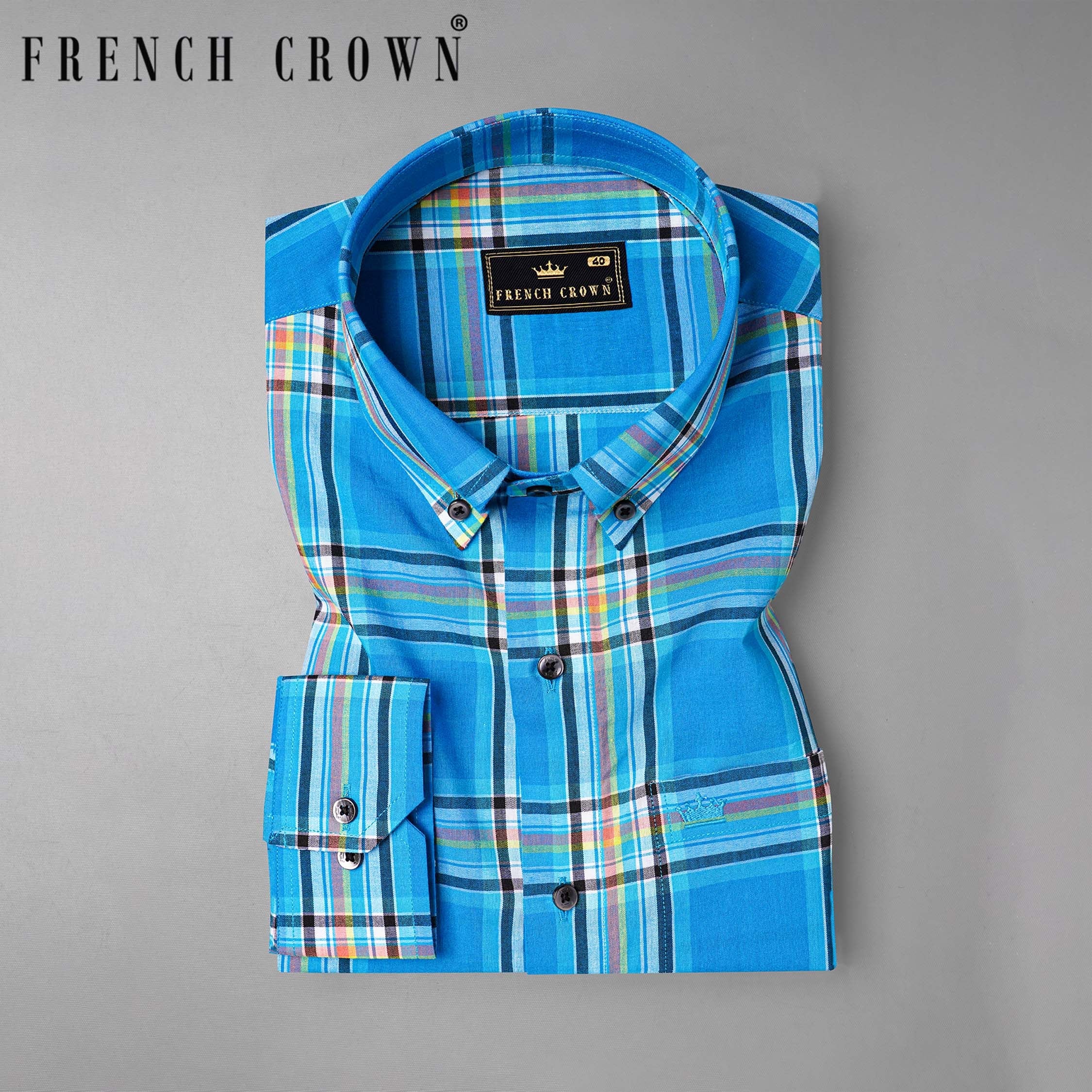 Lochmara Blue Plaid Premium Cotton Shirt