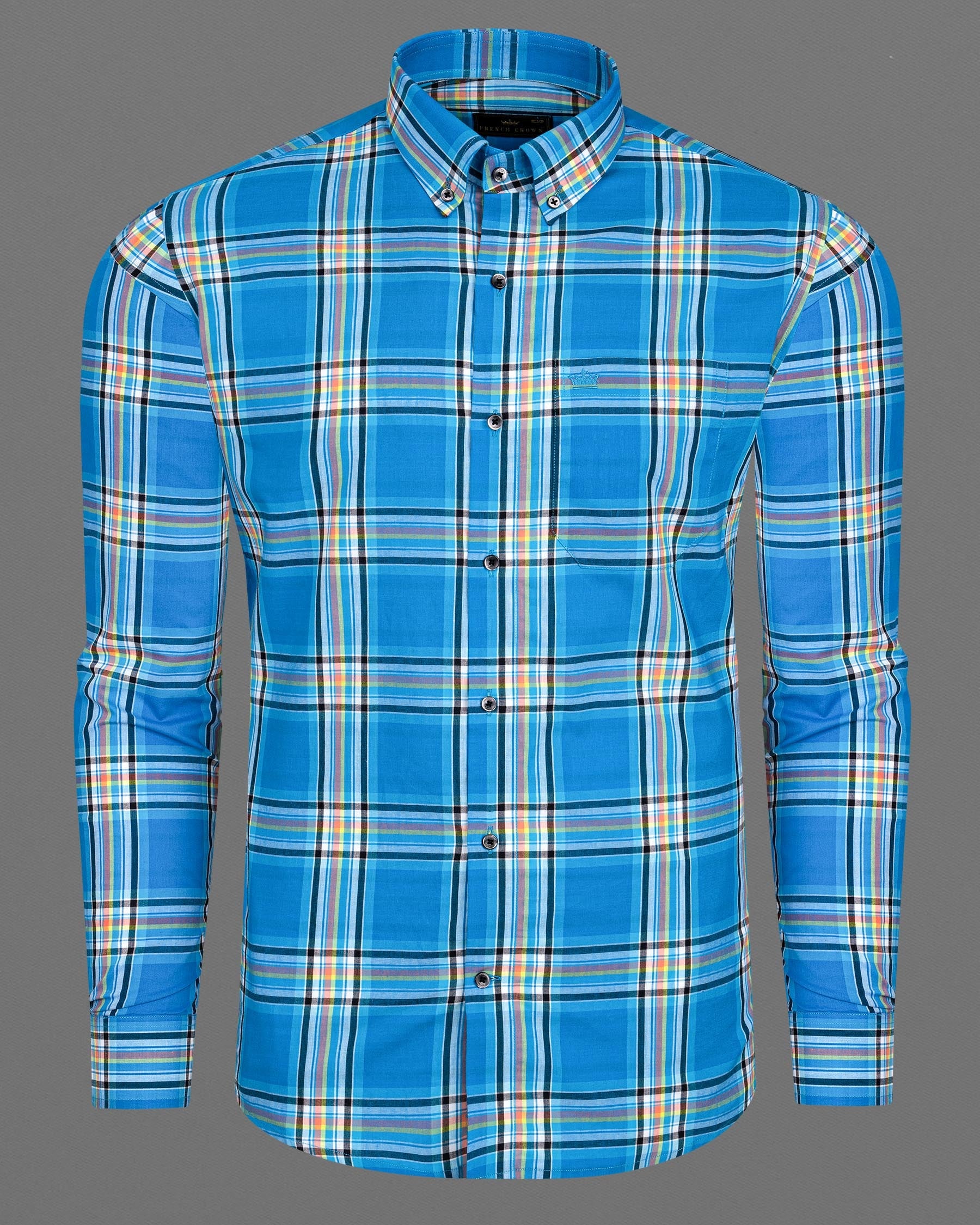 Lochmara Blue Plaid Premium Cotton Shirt