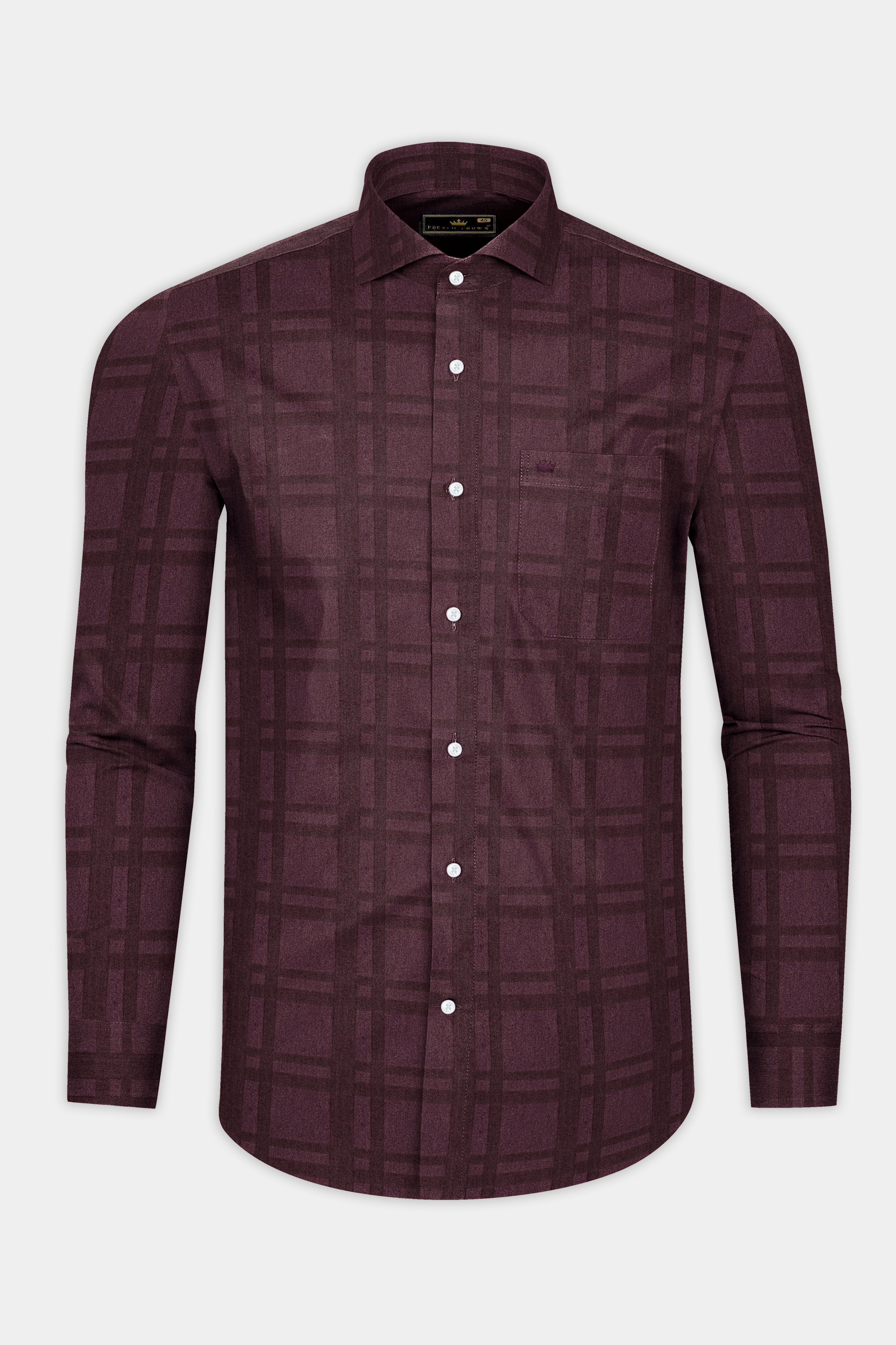 Temptress subtle Plaid Dobby Textured Premium Giza Cotton Shirt