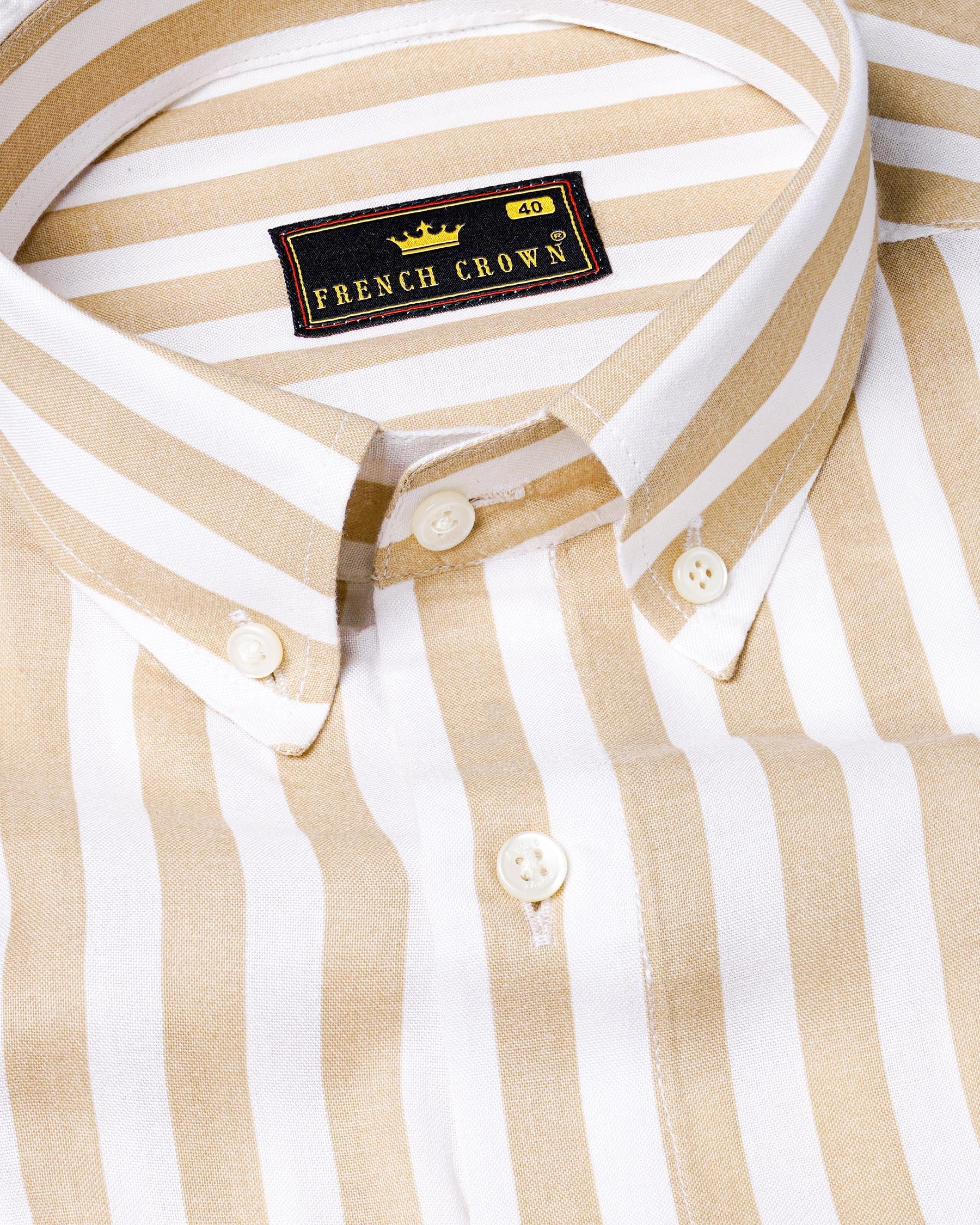 Pavlova Brown and Bright White Vertical Striped Premium Tencel Shirt