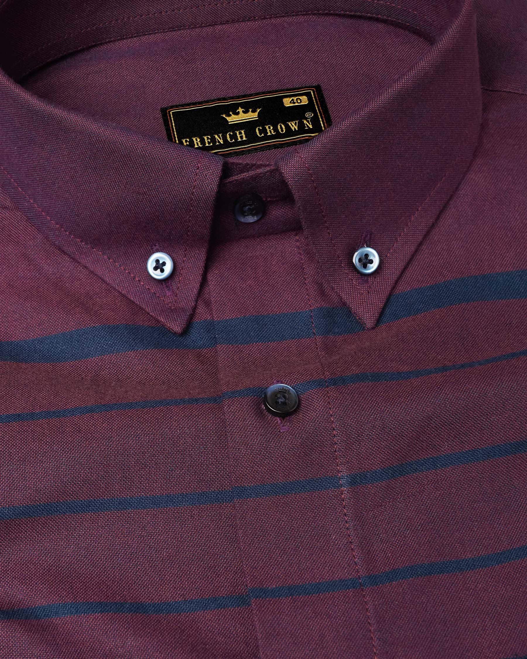 Wine Berry Striped Royal Oxford Shirt