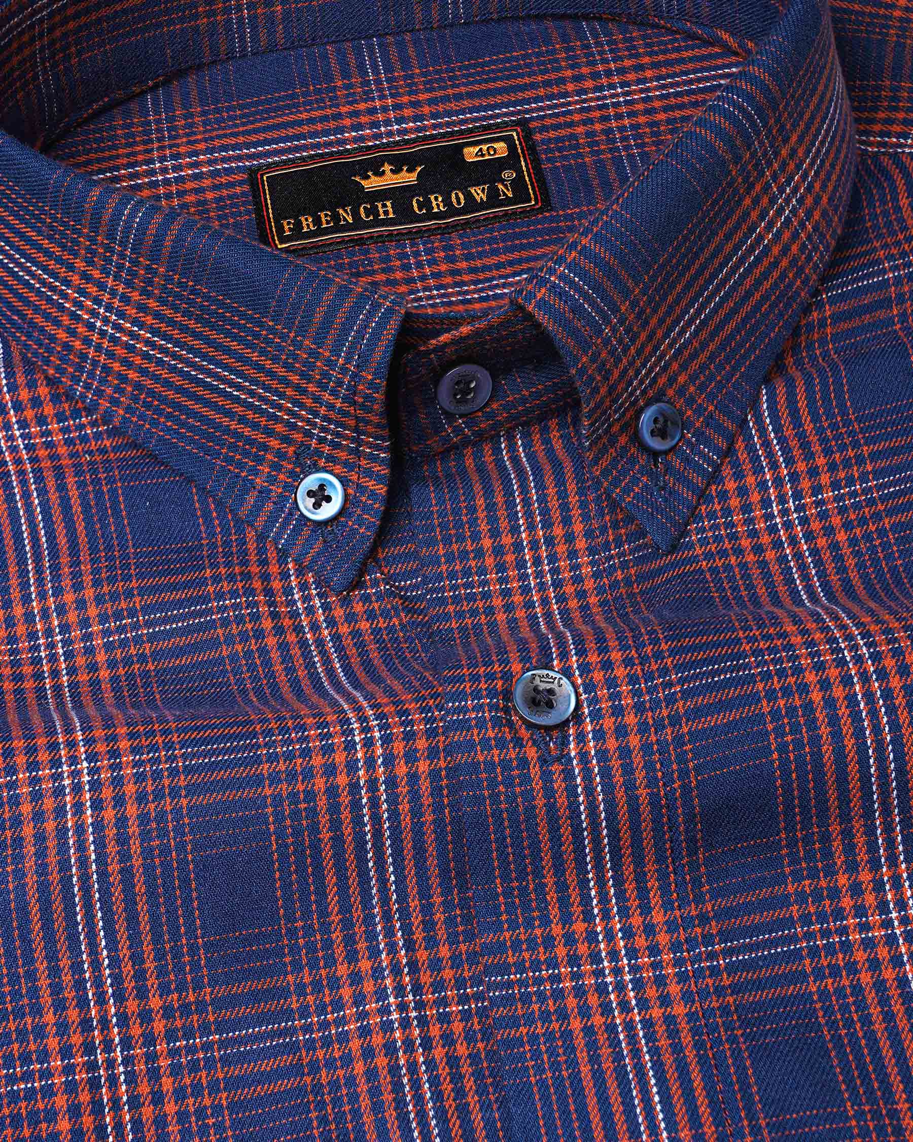 Mulled Blue Twill Plaid Premium Cotton Shirt