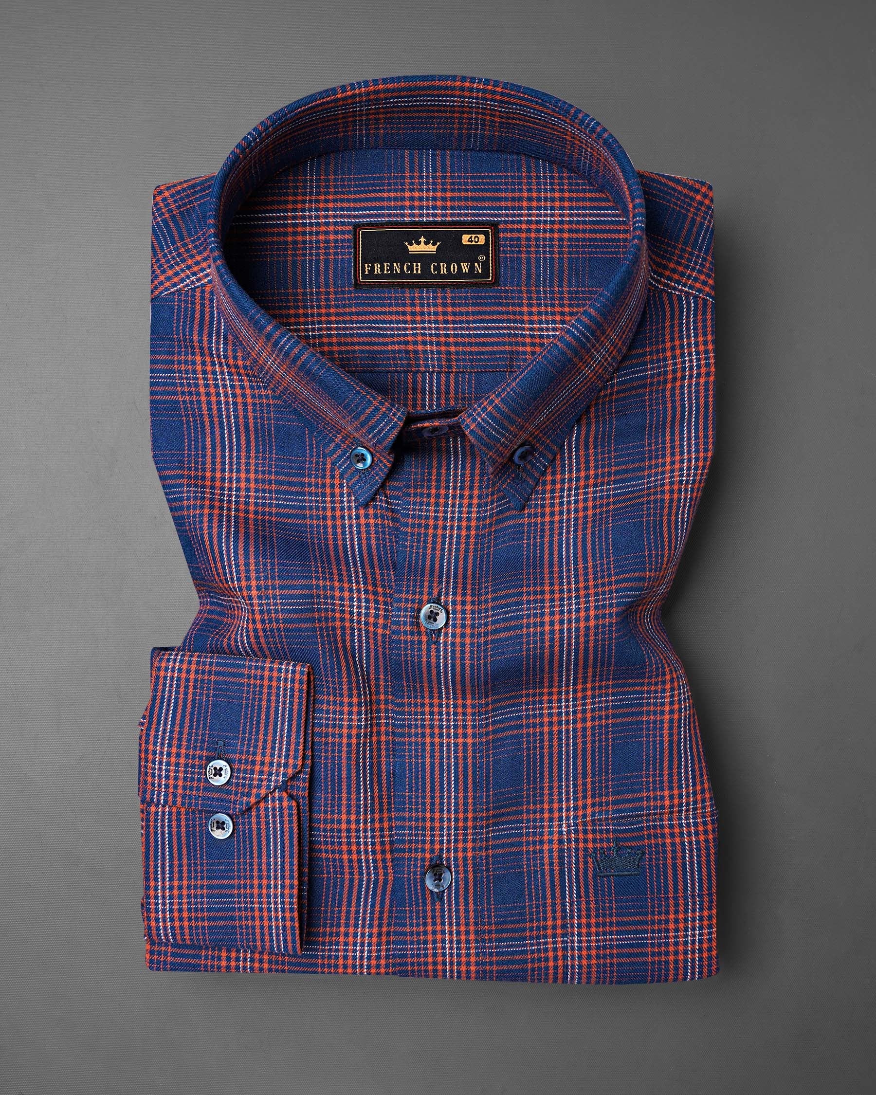 Mulled Blue Twill Plaid Premium Cotton Shirt