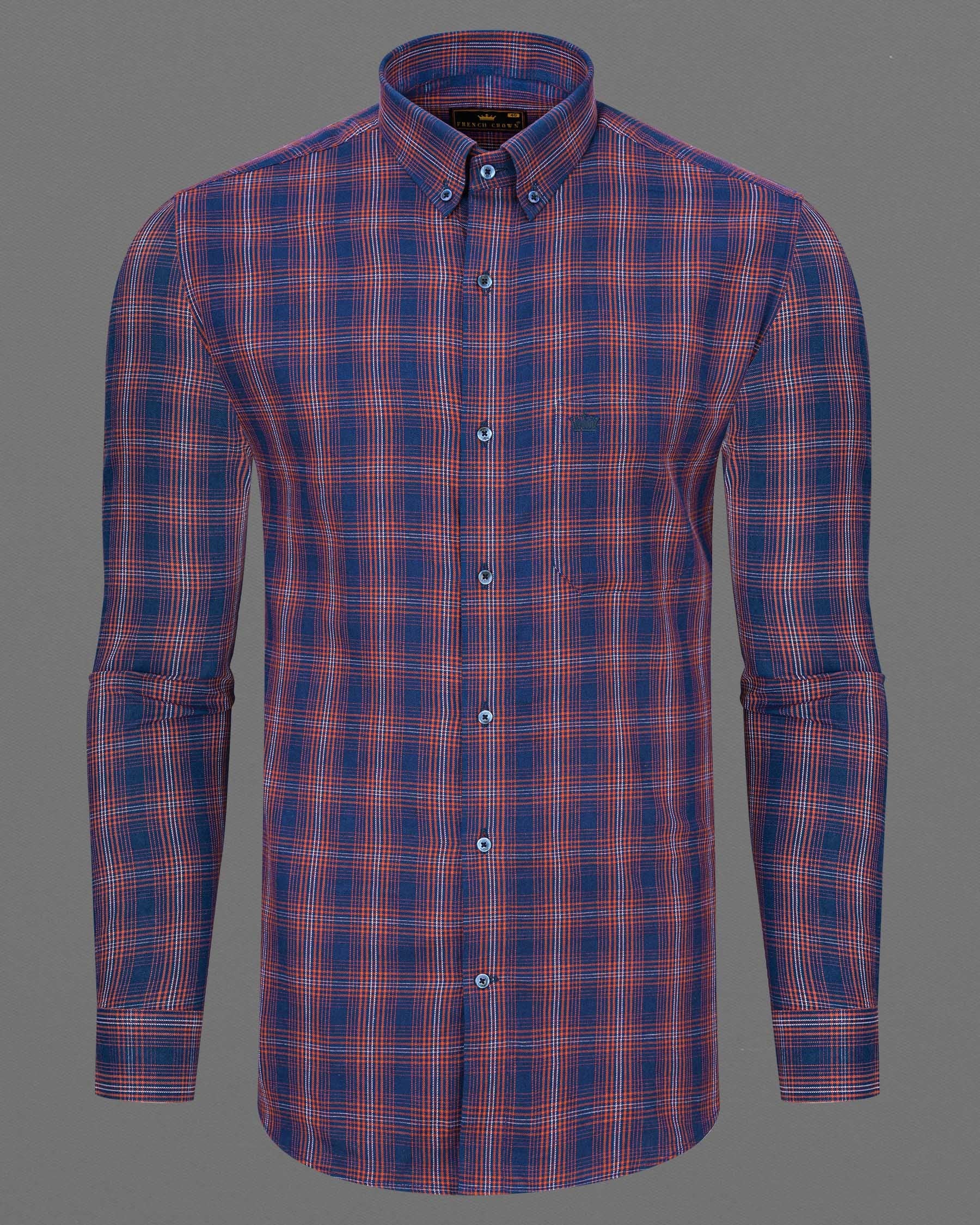 Mulled Blue Twill Plaid Premium Cotton Shirt