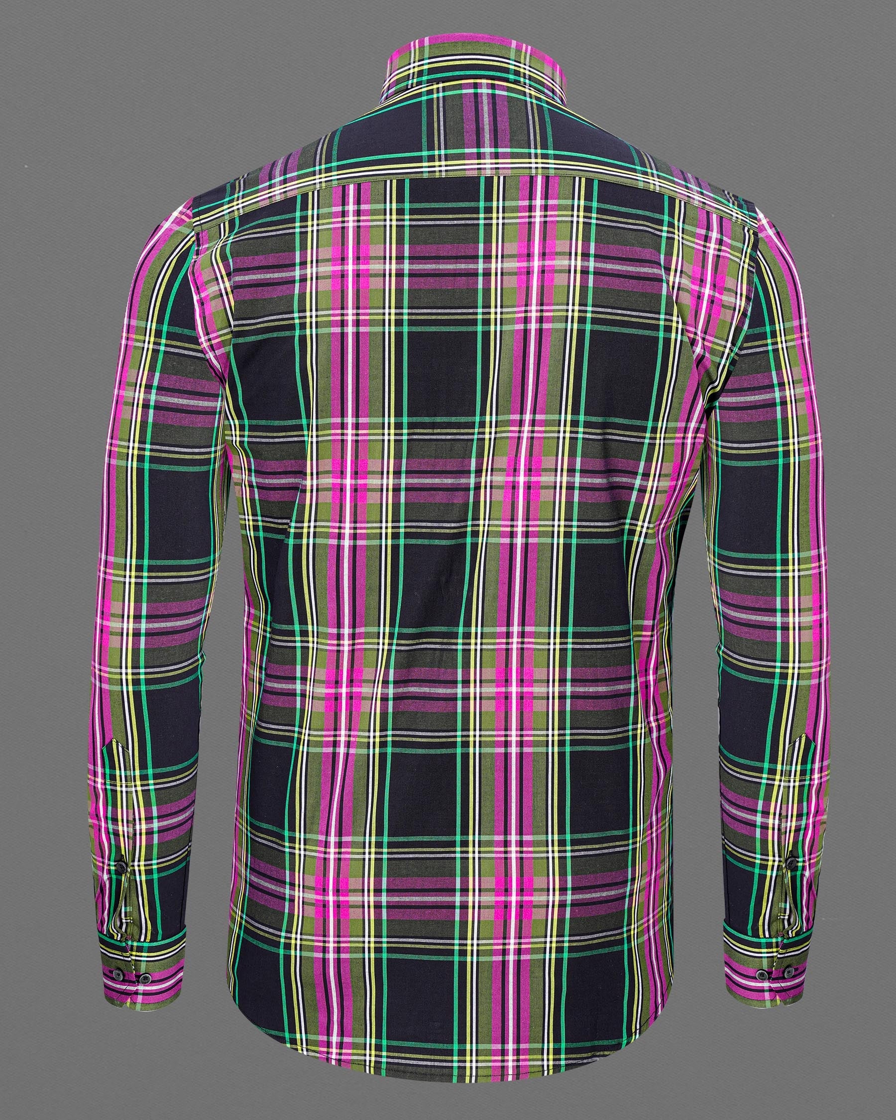 Jade Black with Hibiscus Pink Plaid Premium Cotton Shirt