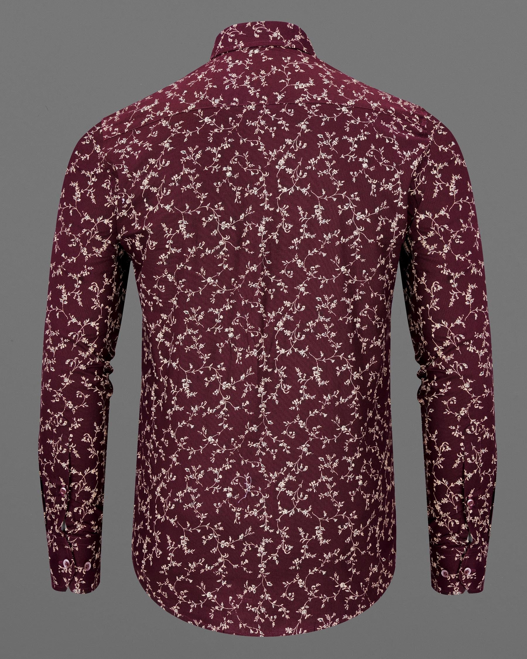 Wine Berry flowers Printed Royal Oxford Shirt