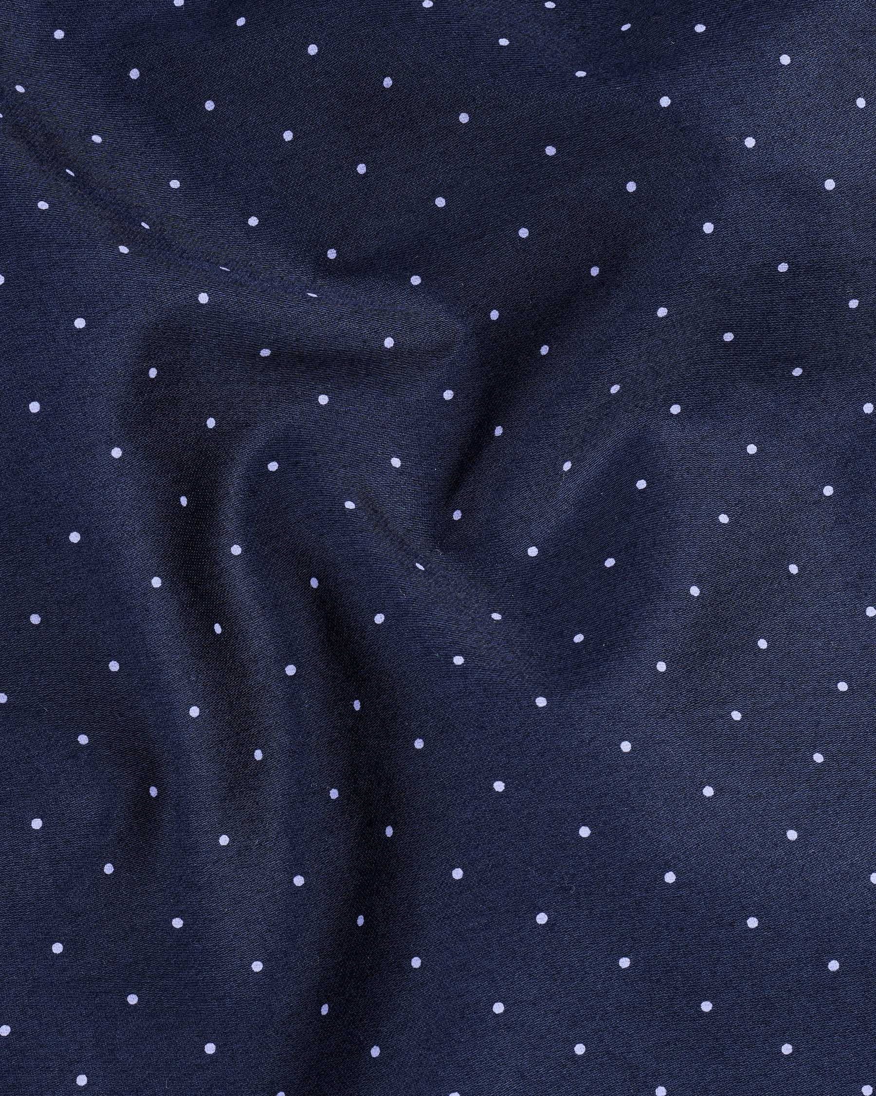 Ebony Clay Blue Polka Dotted Super Soft Premium Cotton Shirt