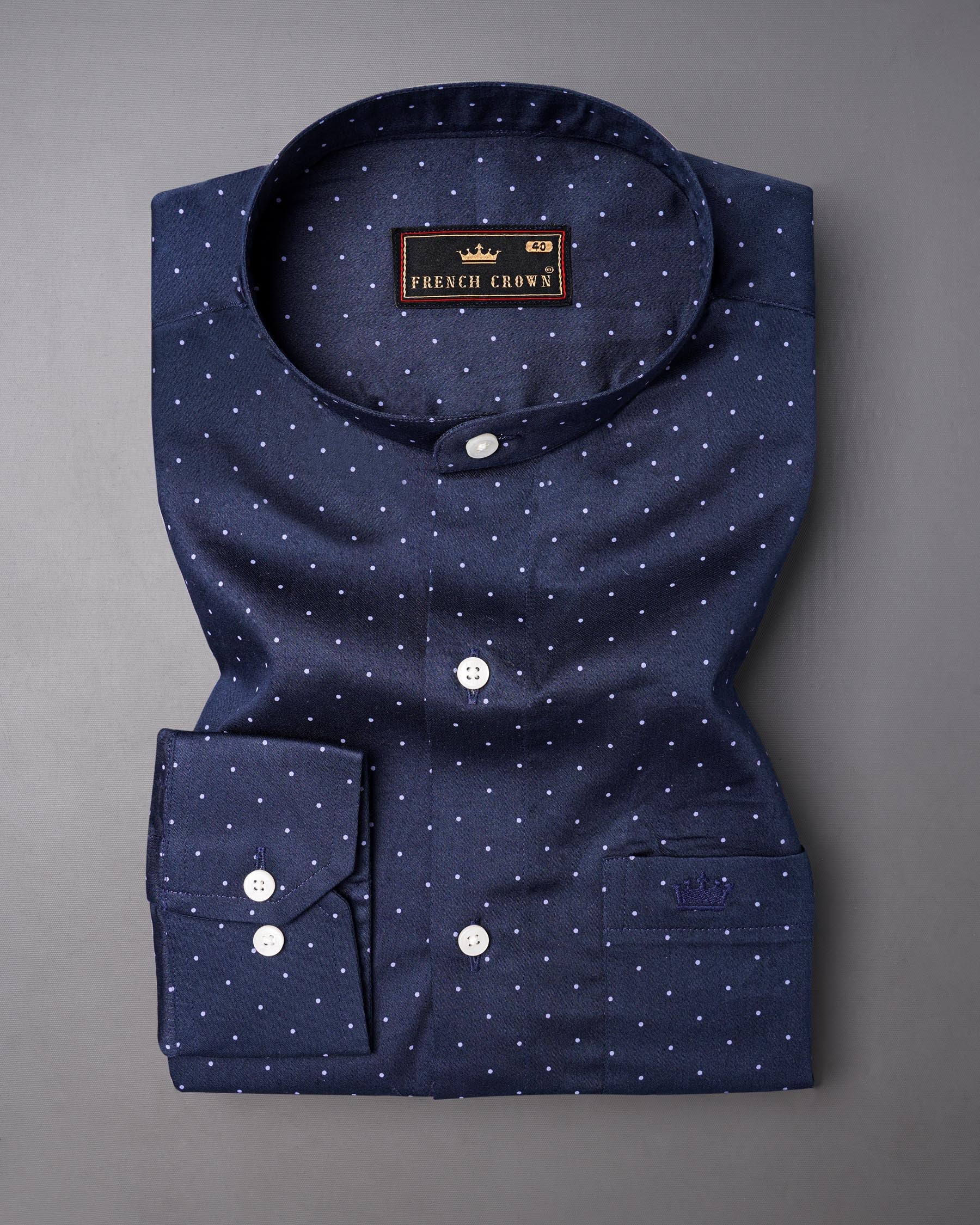 Ebony Clay Blue Polka Dotted Super Soft Premium Cotton Shirt