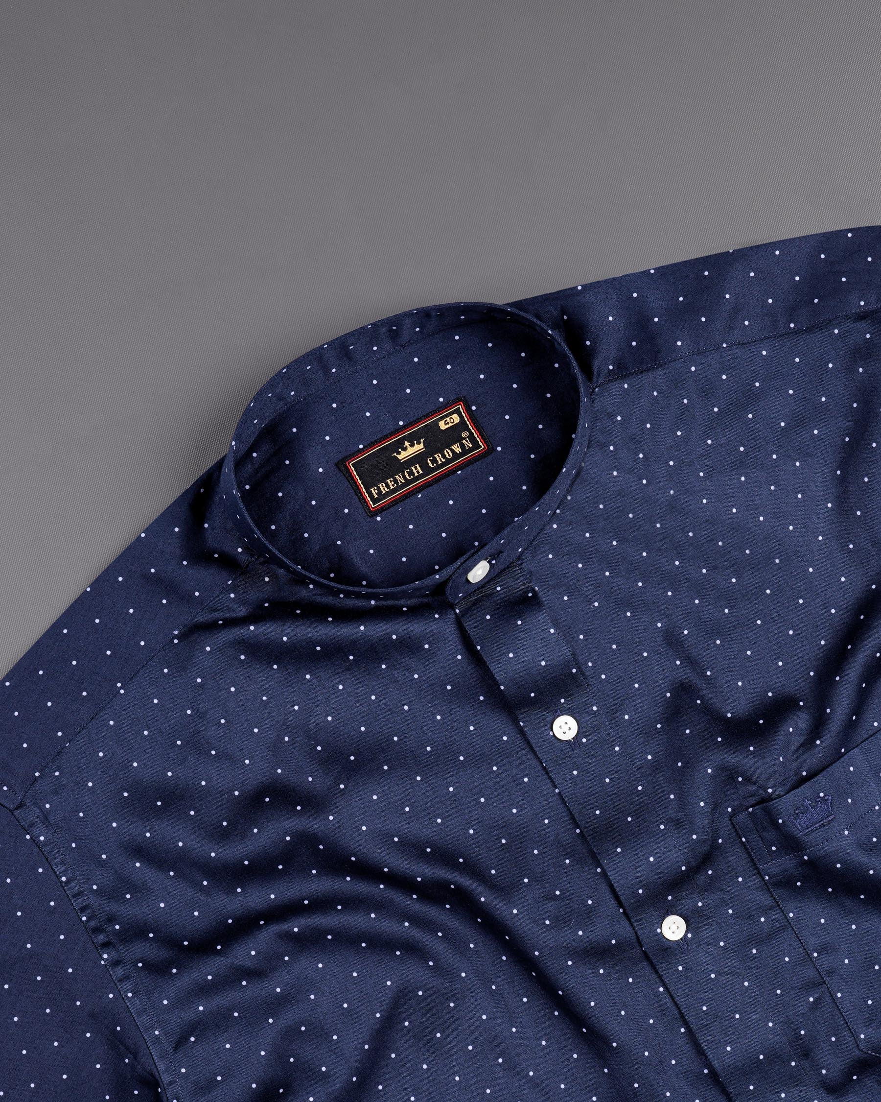 Ebony Clay Blue Polka Dotted Super Soft Premium Cotton Shirt