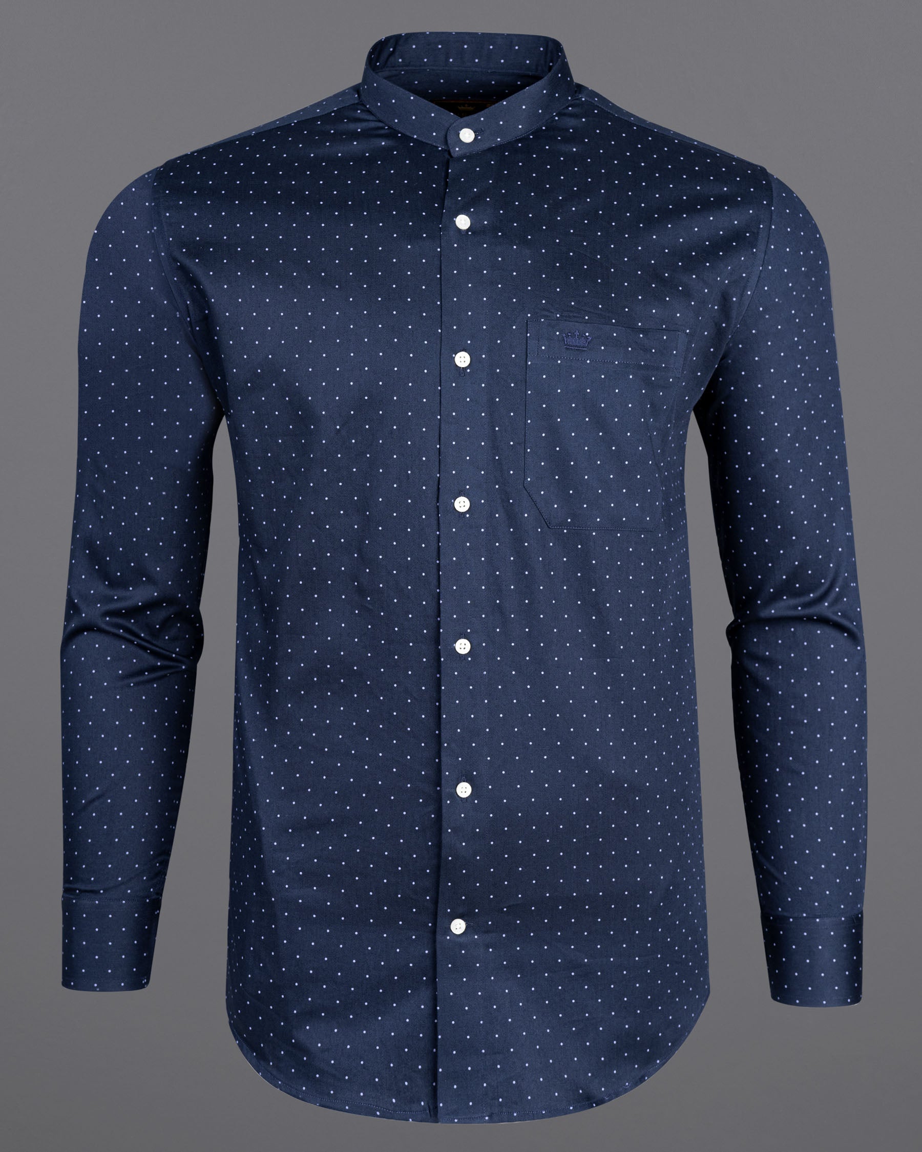 Ebony Clay Blue Polka Dotted Super Soft Premium Cotton Shirt