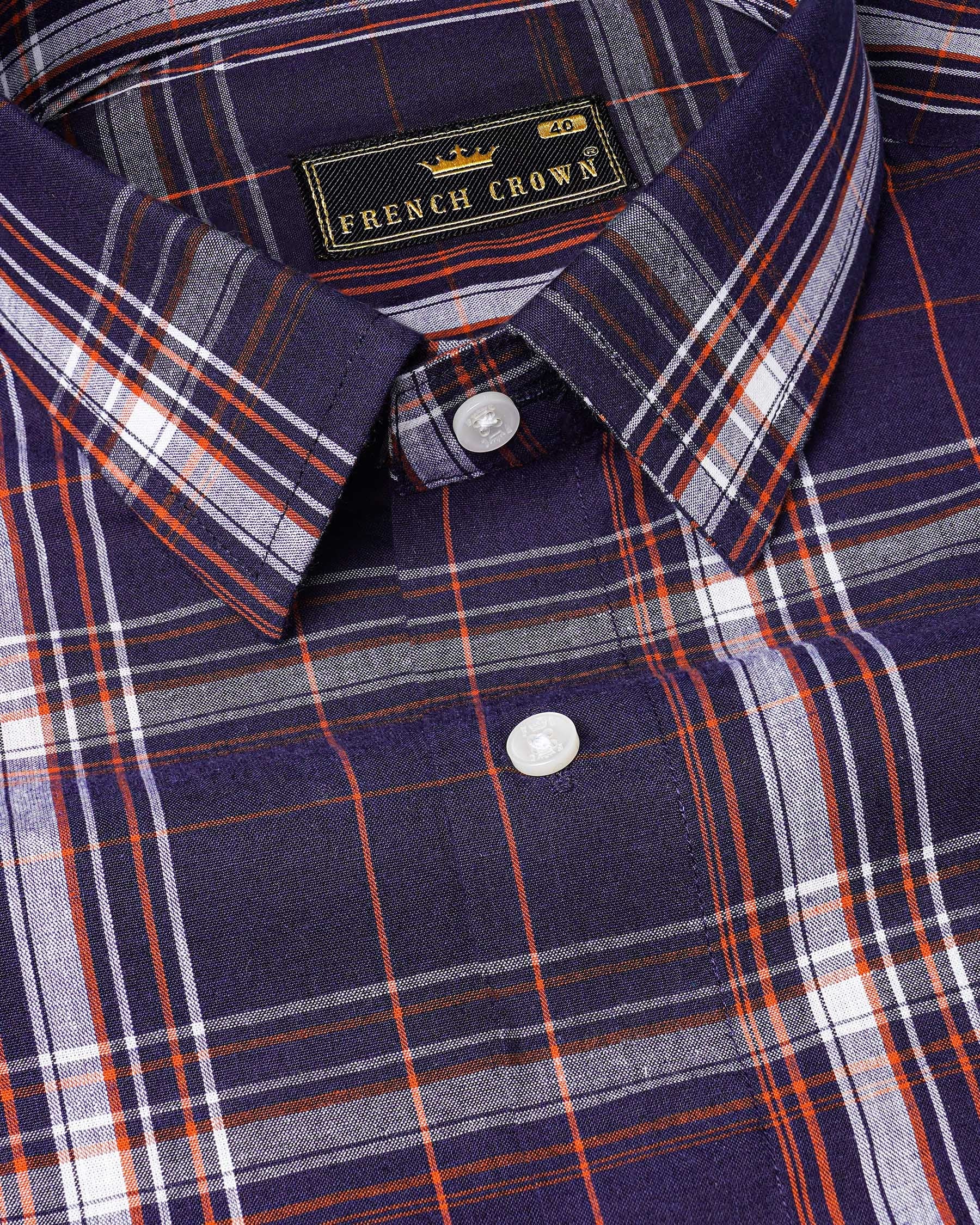 Ebony Blue Plaid Premium Cotton Shirt