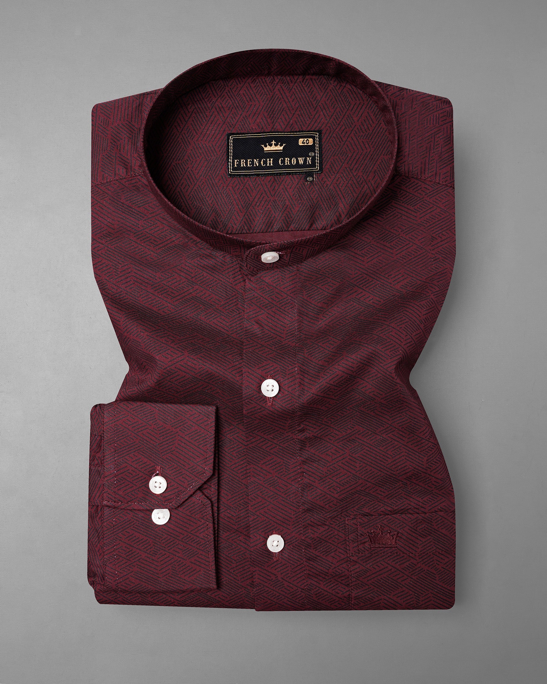 Wine Berry Printed Premium Cotton Shirt