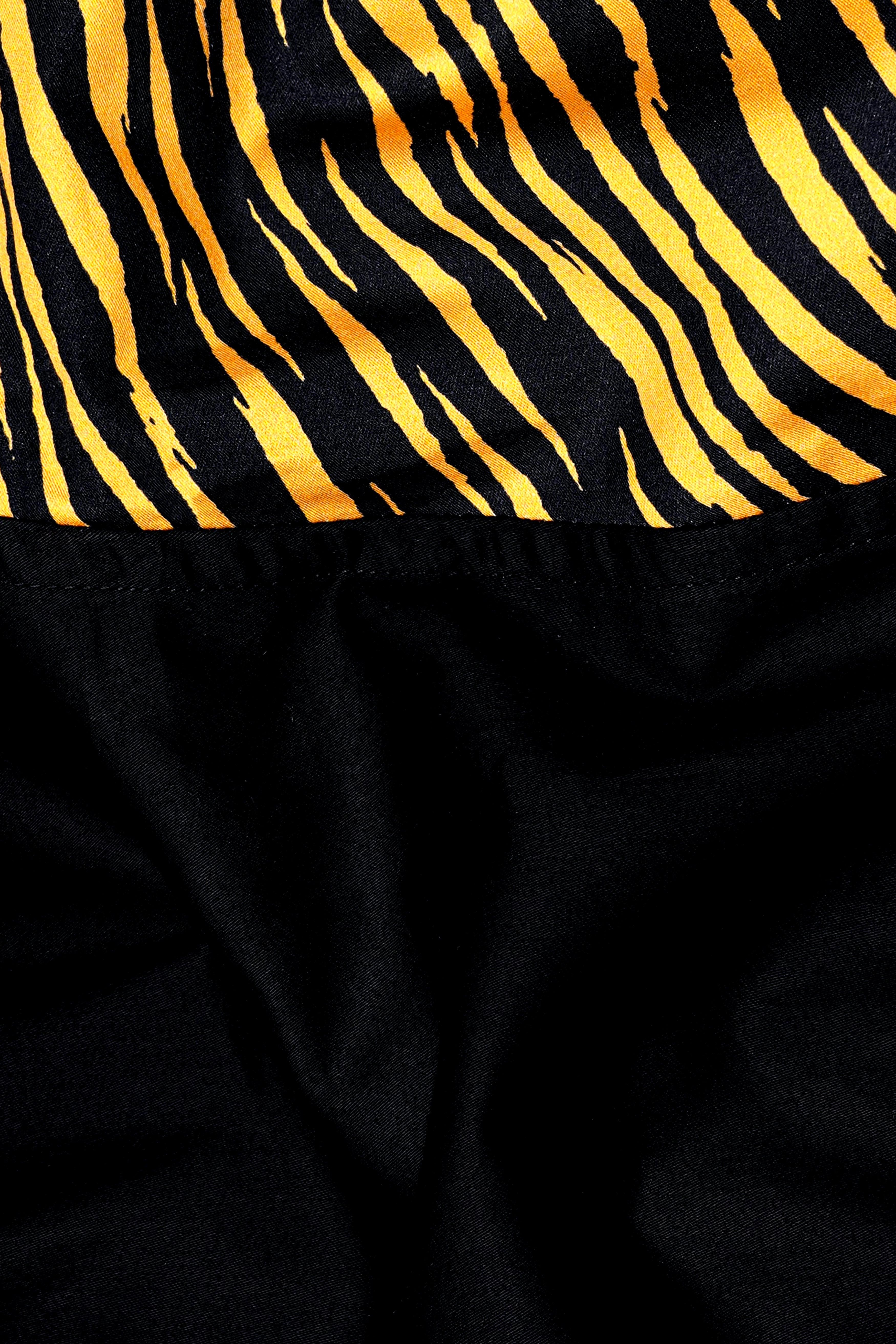 Jade Black with Tiger Stripes Printed Super Soft Premium Cotton Designer Shirt