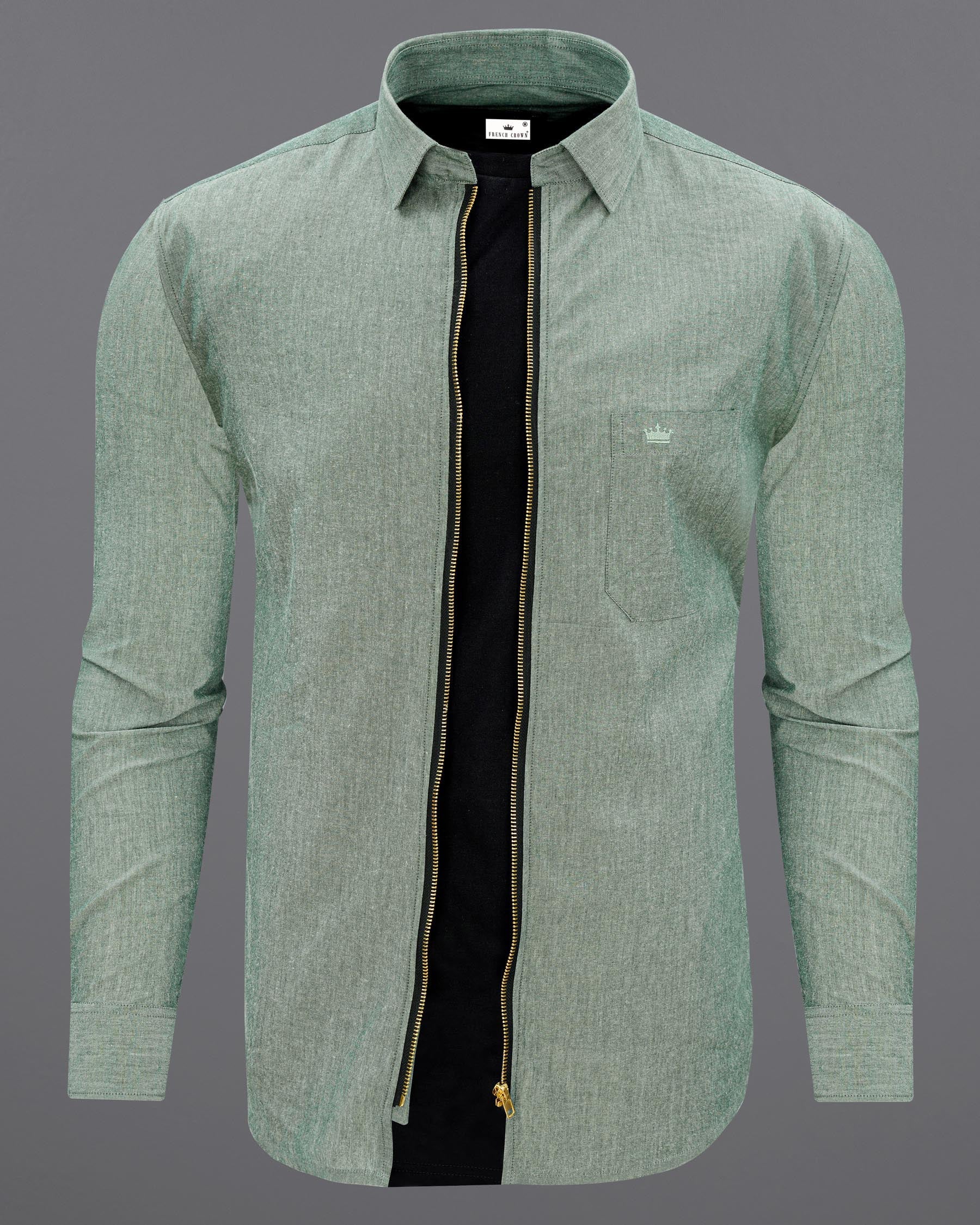 Chalice Green Dobby Textured overshirt/Shacket