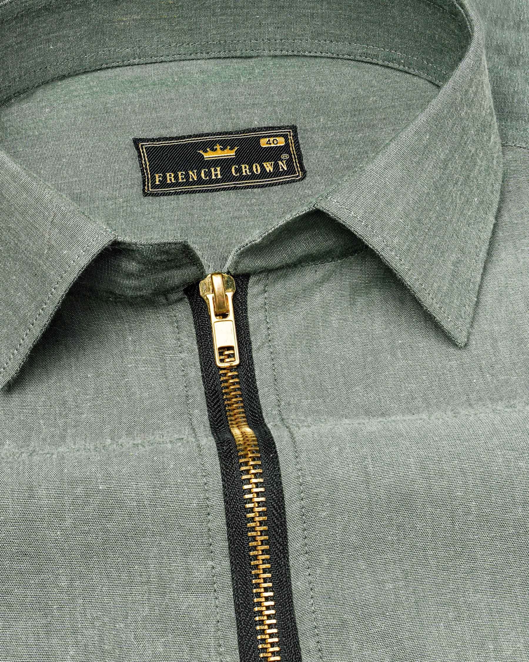 Chalice Green Dobby Textured overshirt/Shacket