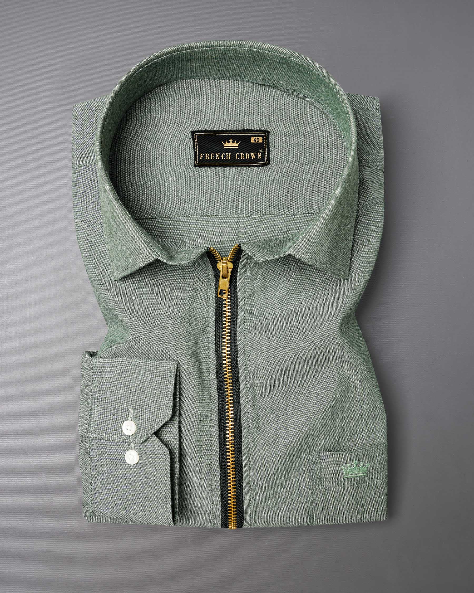 Chalice Green Dobby Textured overshirt/Shacket