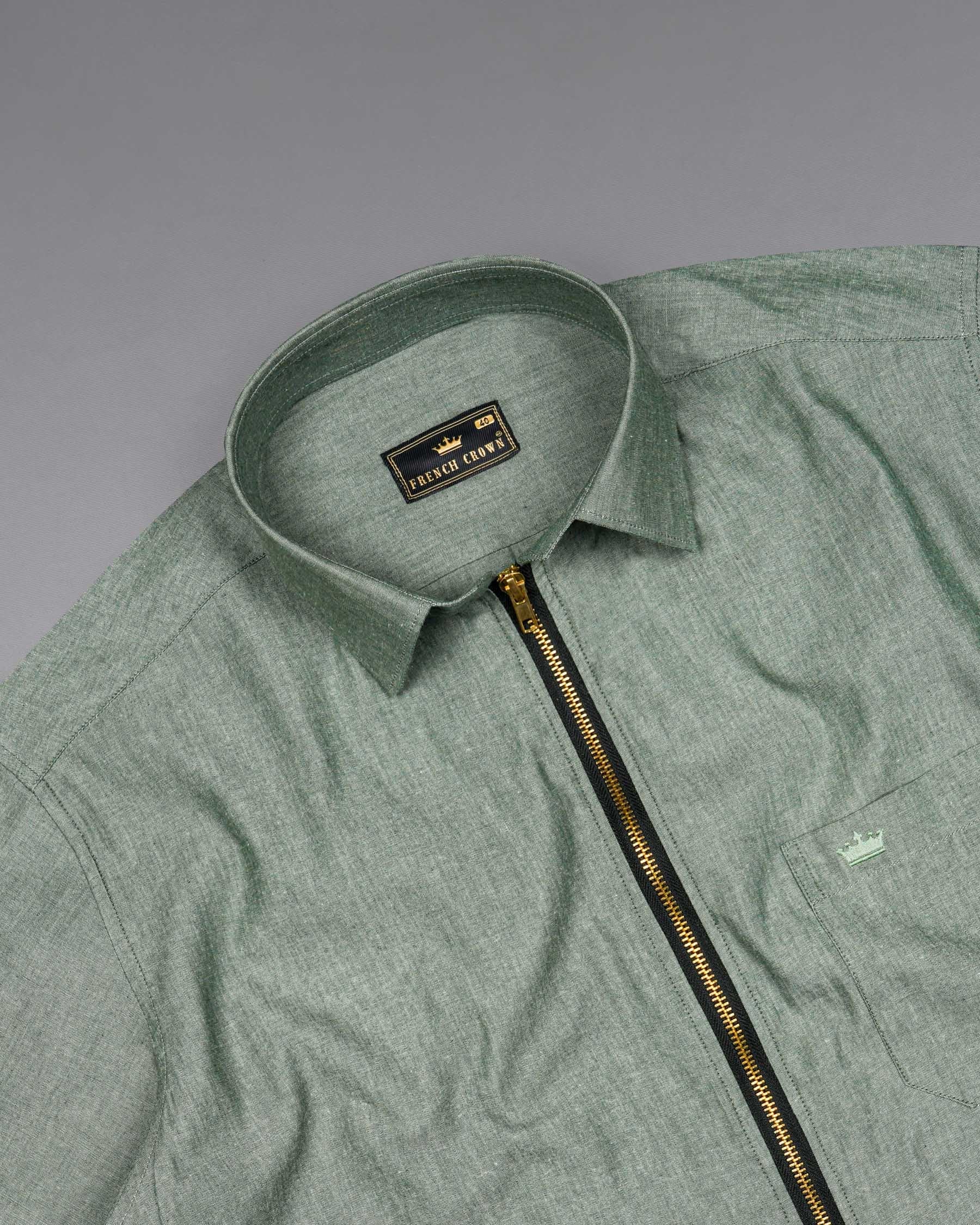 Chalice Green Dobby Textured overshirt/Shacket