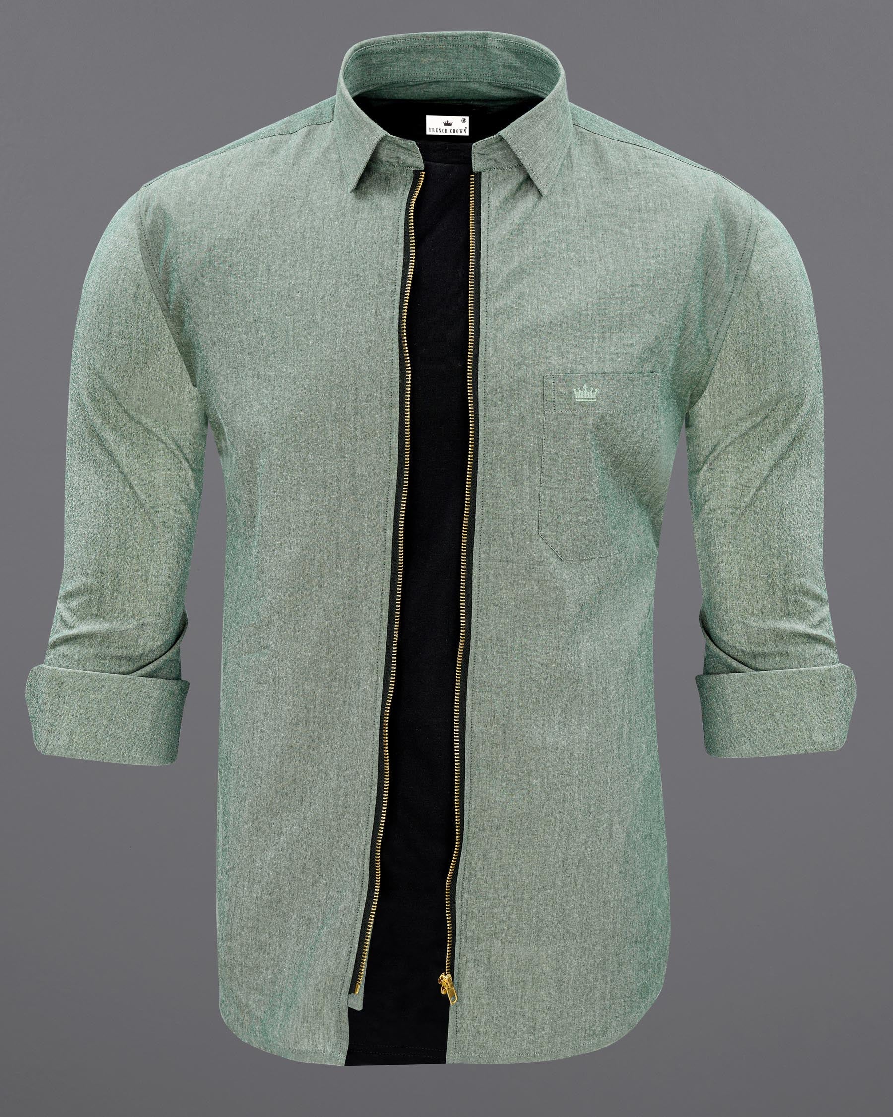 Chalice Green Dobby Textured overshirt/Shacket