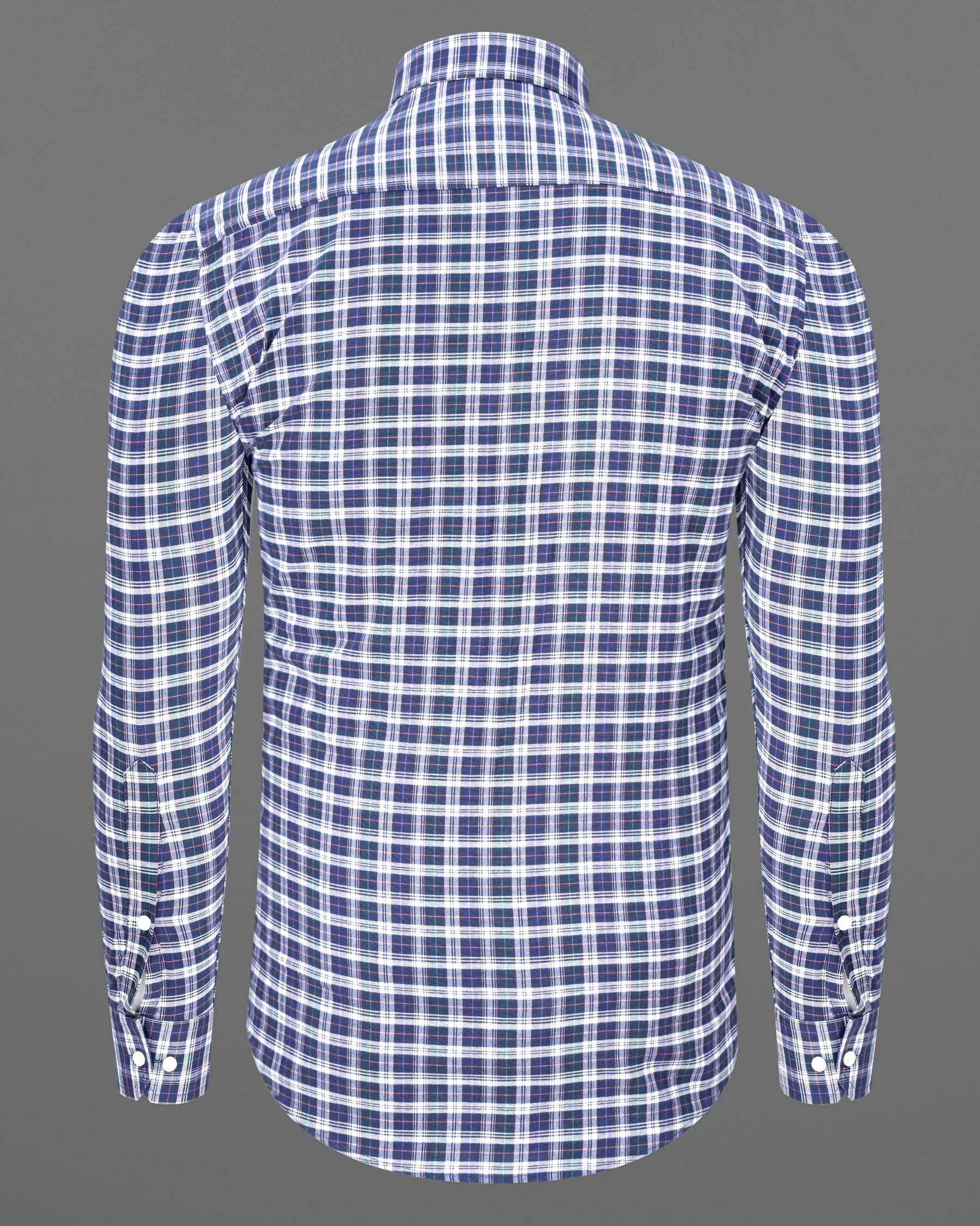 Twilight Blue with Sea Turtle Green Plaid Royal Oxford Shirt