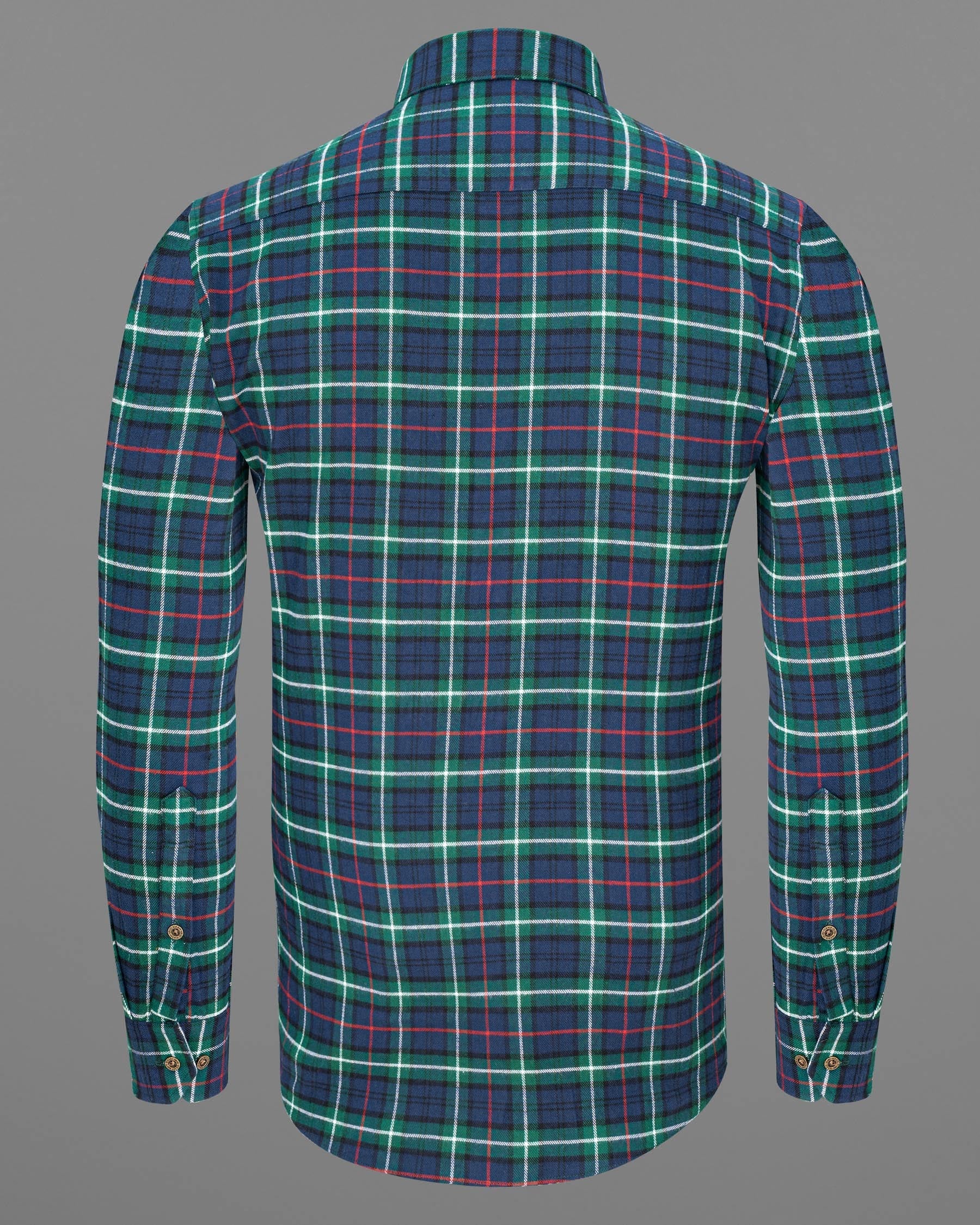 Cloud Burst Blue with Dartmouth Green Plaid Flannel Shirt