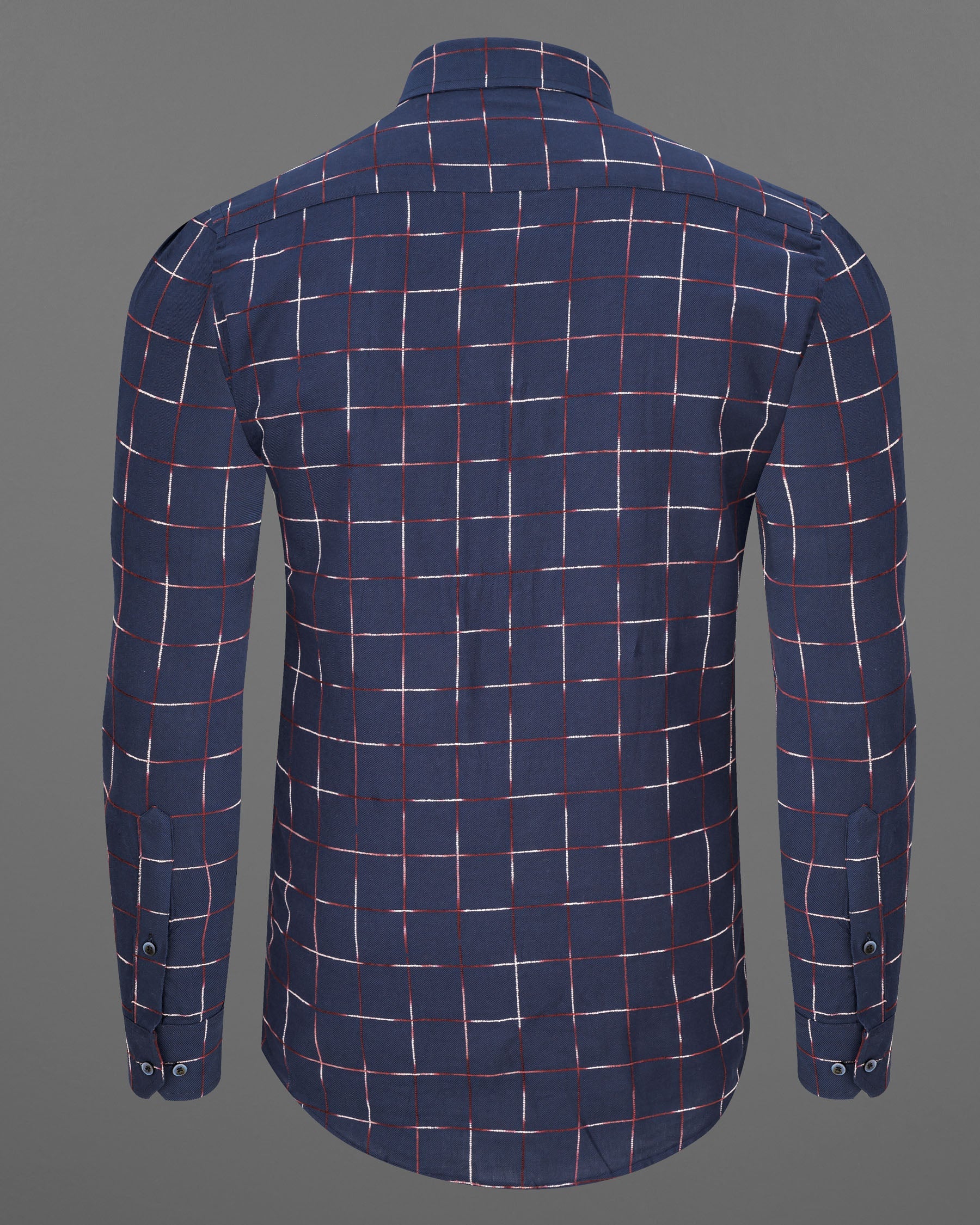 Bunting Blue Windowpane Dobby Textured Premium Giza Cotton Shirt