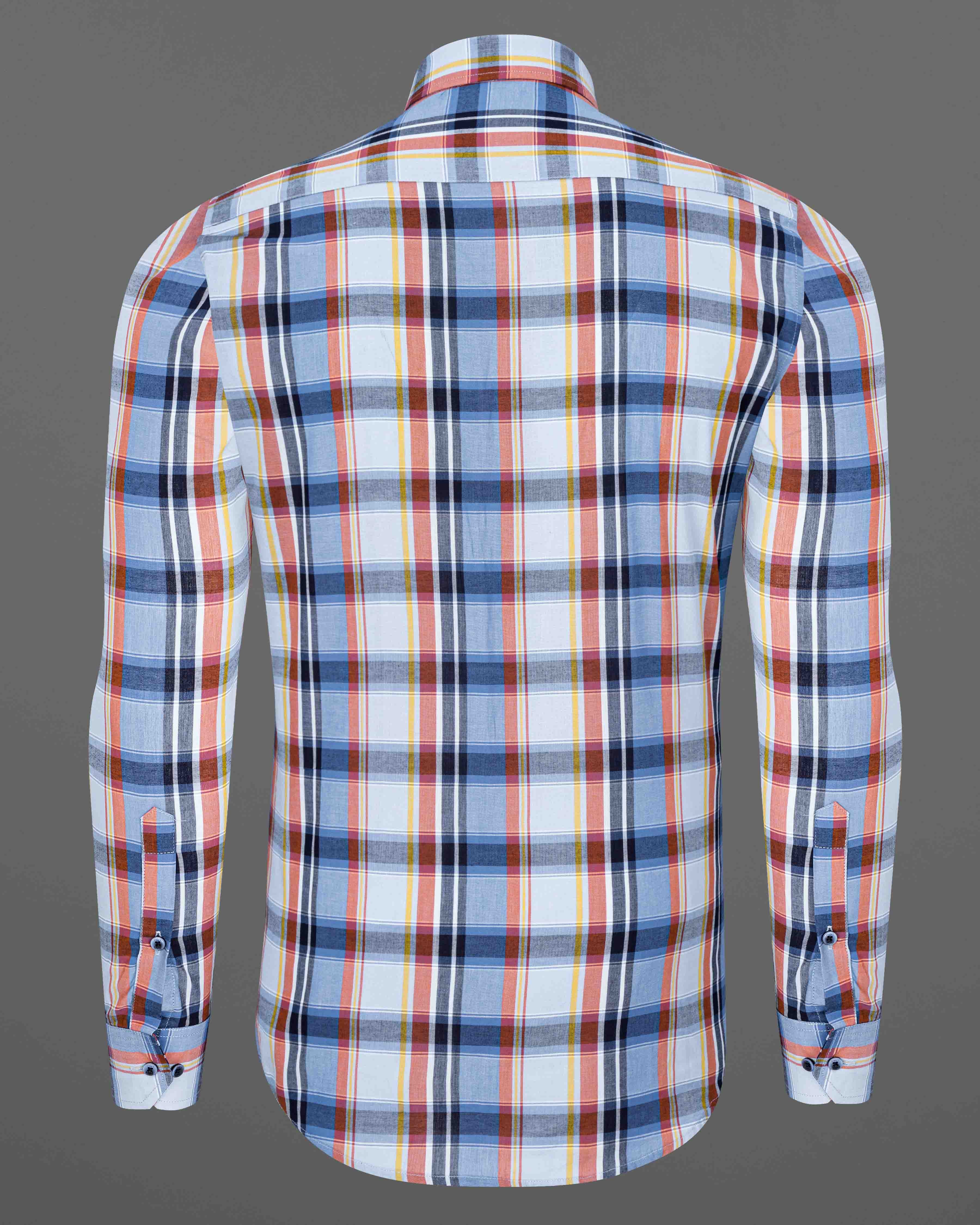 Venus Gray and Moonstone Blue Multicolor Plaid Premium Cotton Shirt