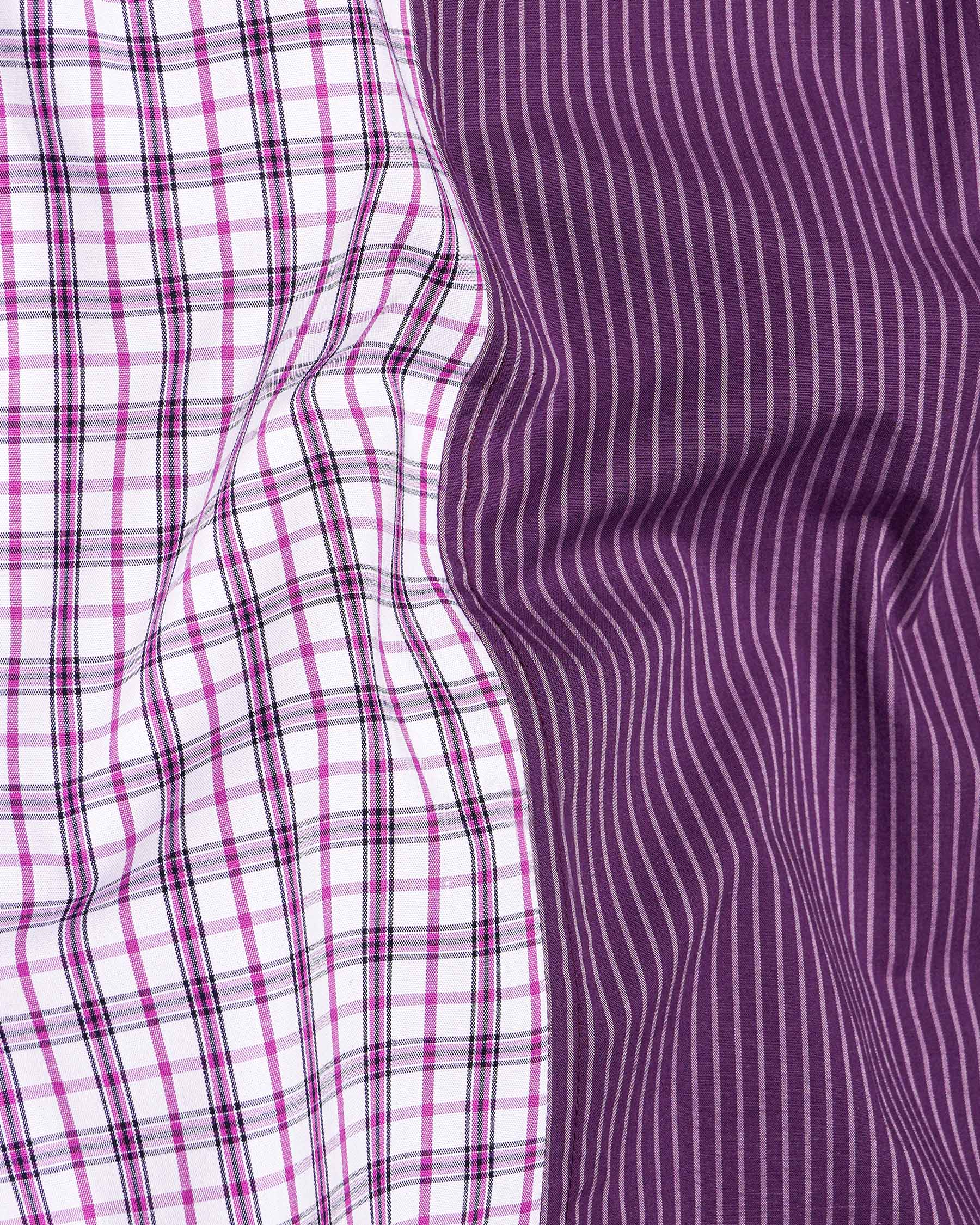 Half Checkered Half Striped Premium Cotton Designer Shirt