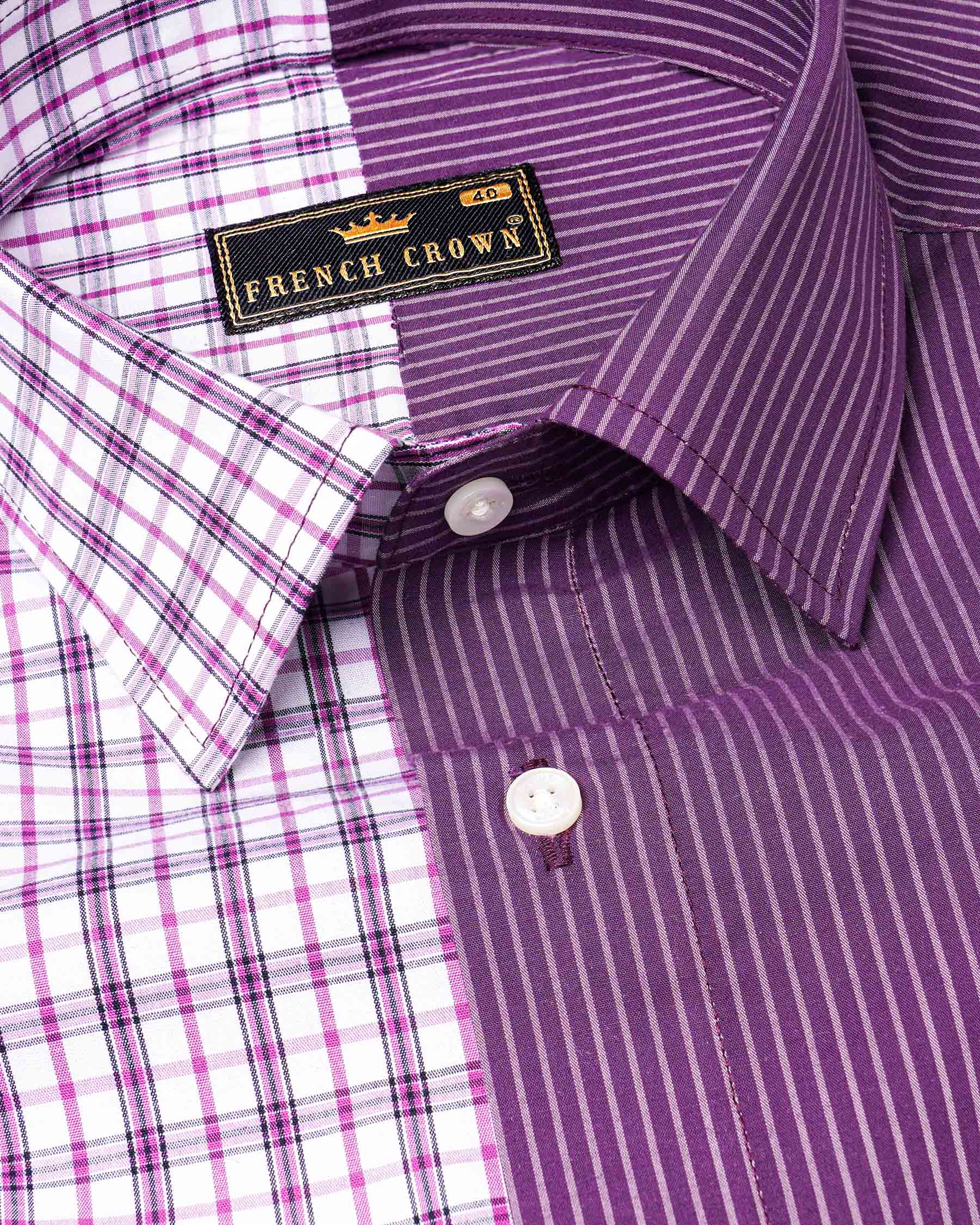 Half Checkered Half Striped Premium Cotton Designer Shirt