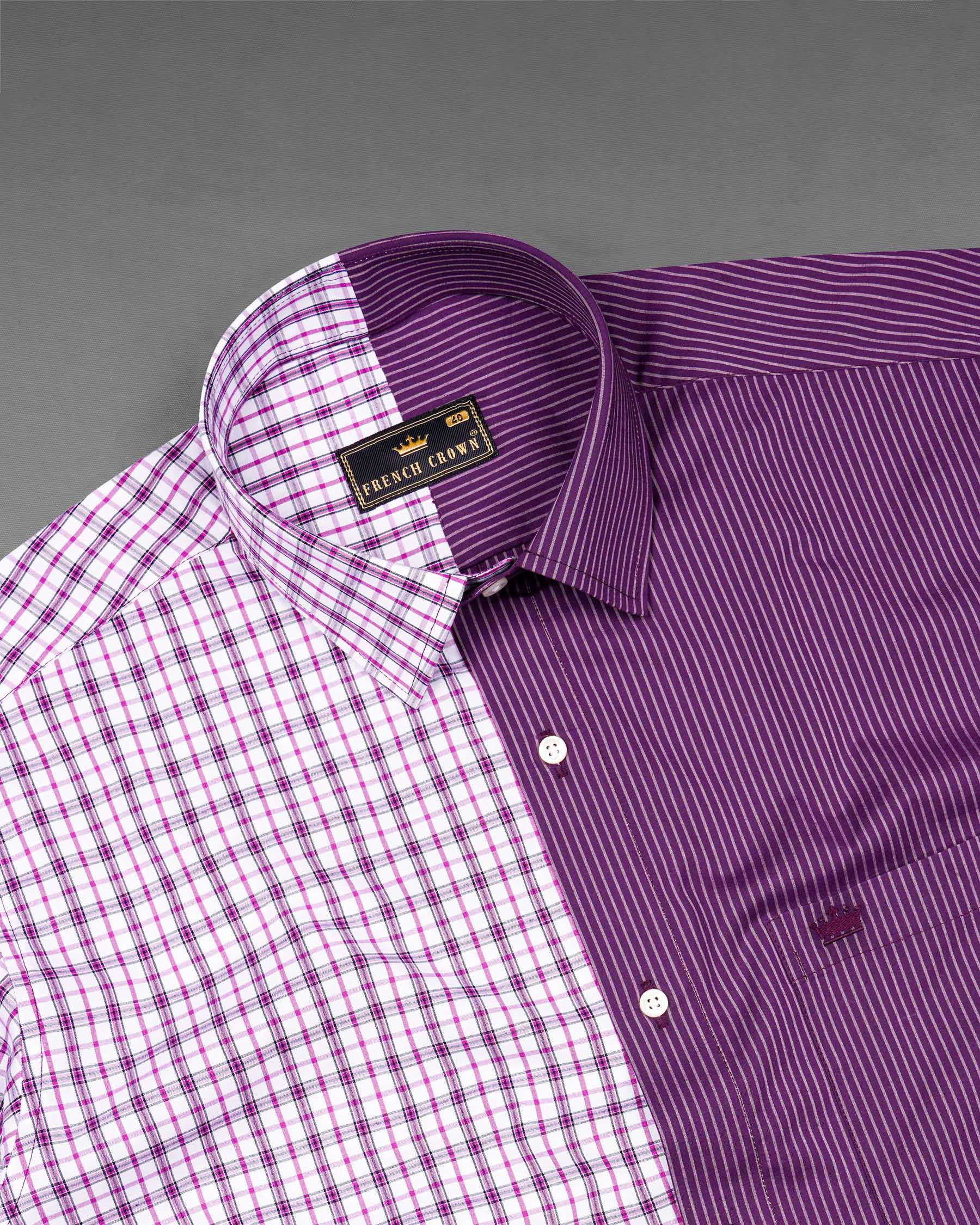 Half Checkered Half Striped Premium Cotton Designer Shirt