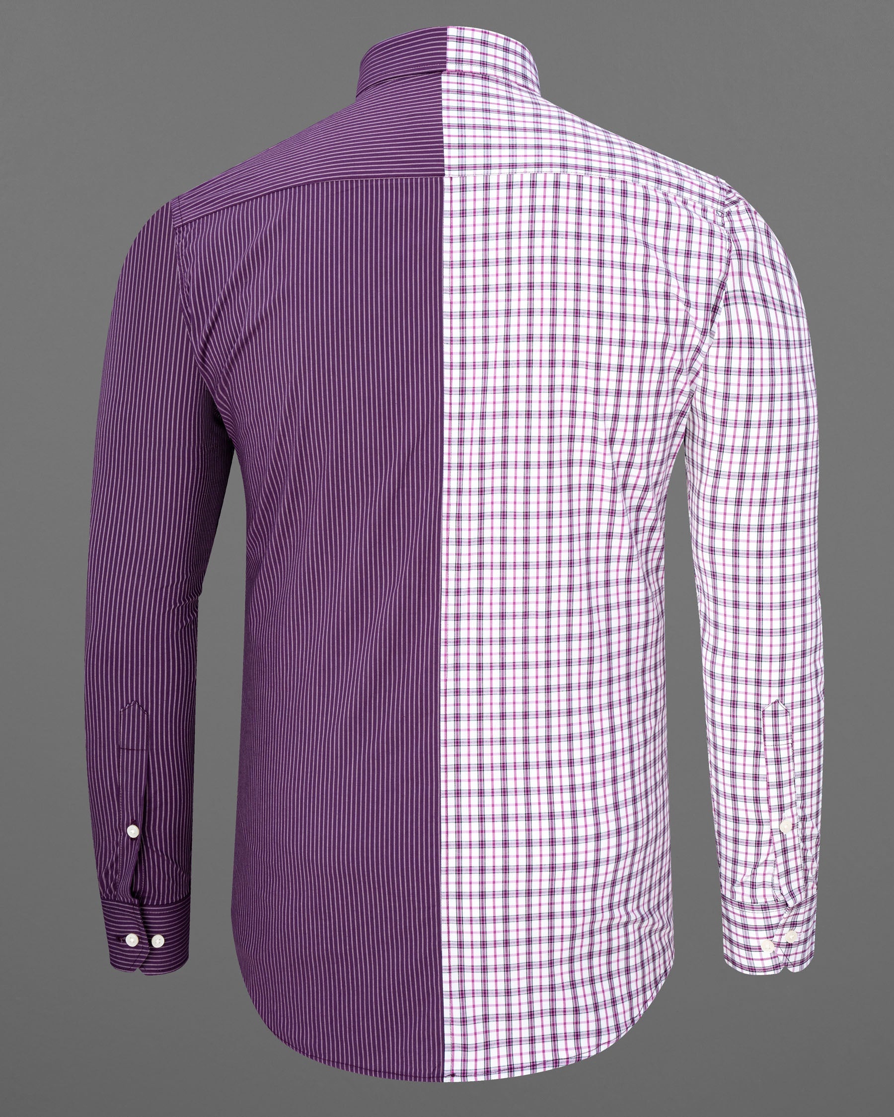 Half Checkered Half Striped Premium Cotton Designer Shirt