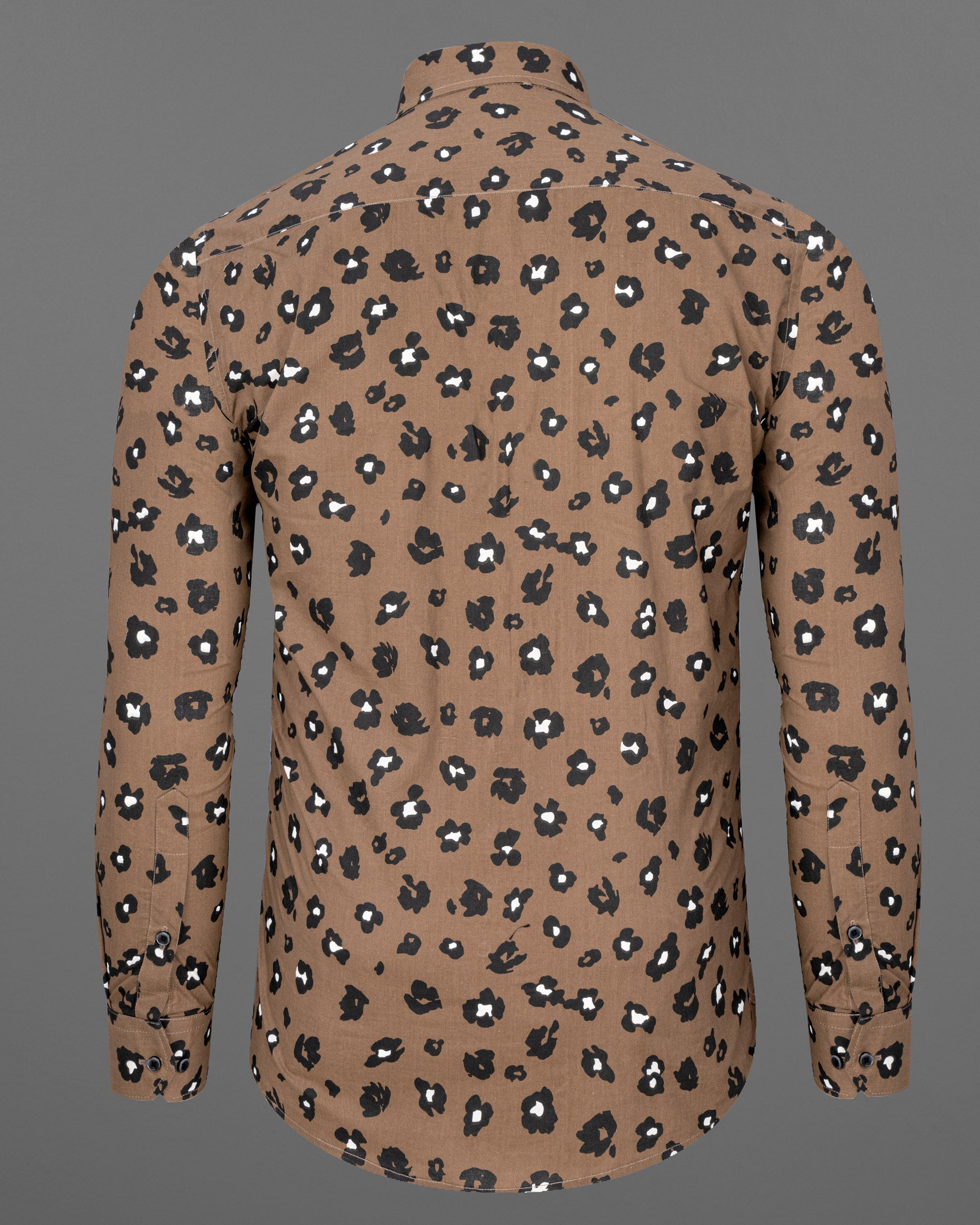 Cinereous Brown Floral Printed Premium Cotton Shirt