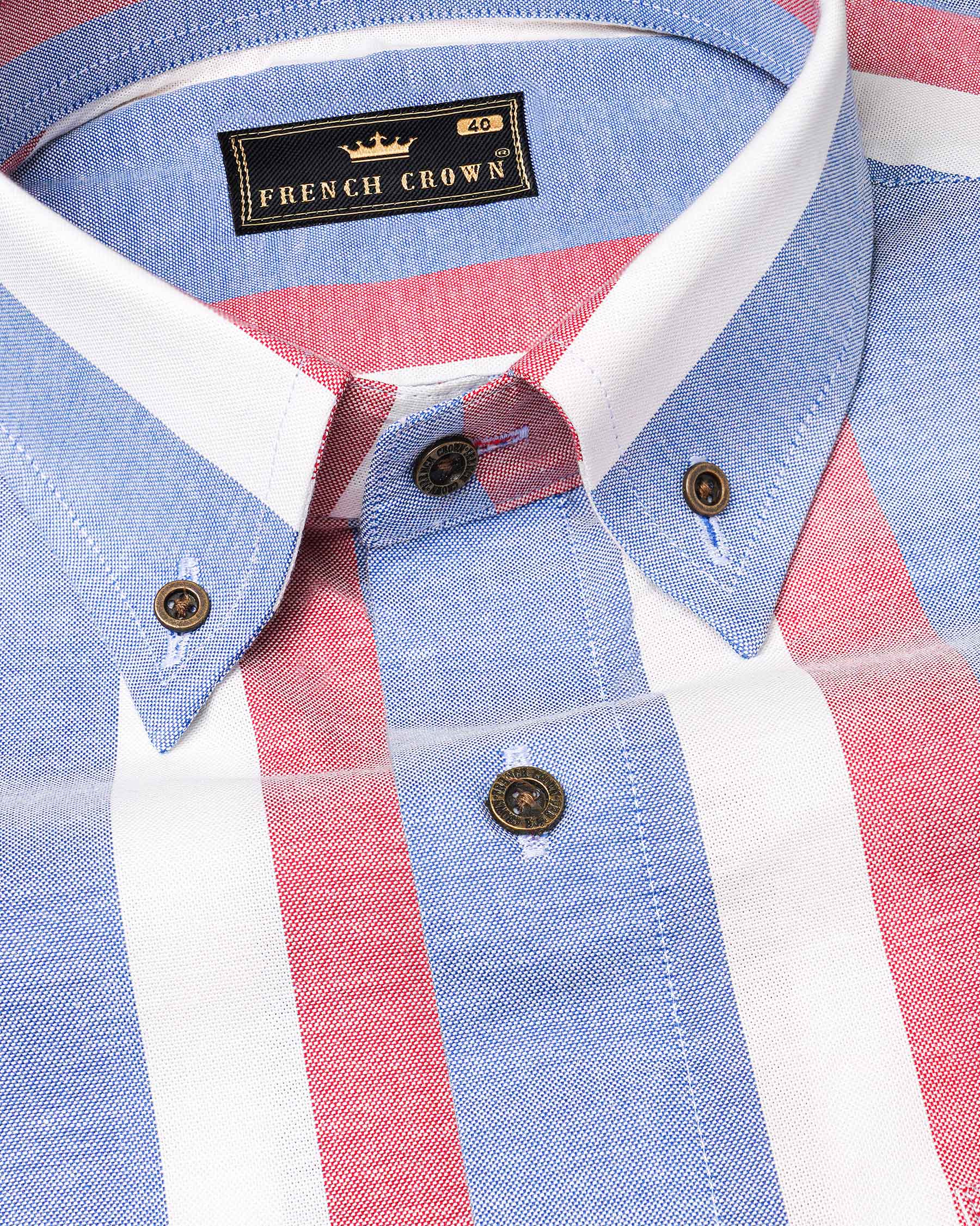 Wistful Blue and Charm Pink Striped Royal Oxford Shirt